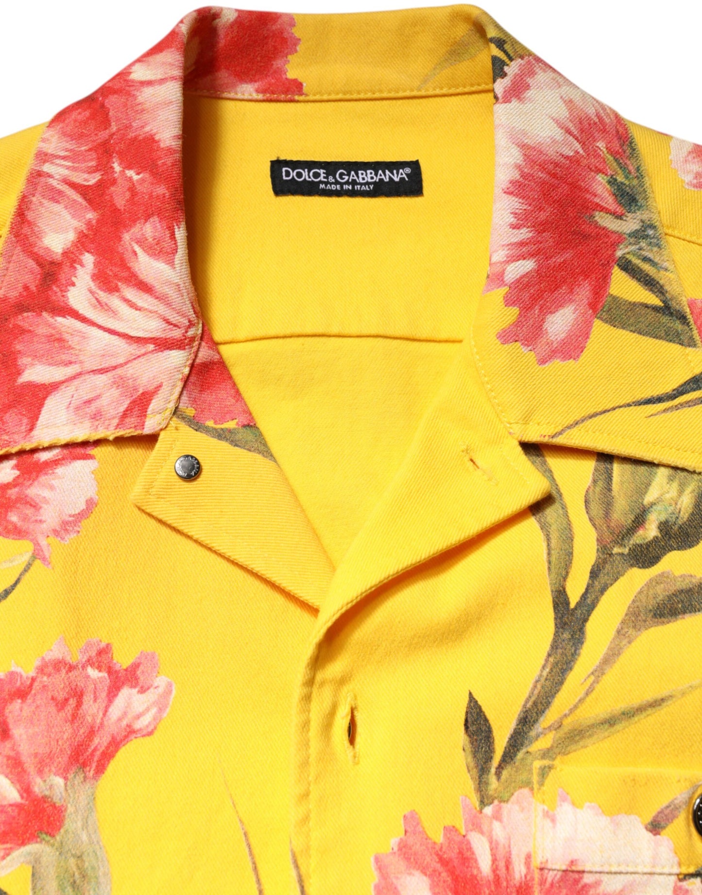 Dolce & Gabbana Yellow Floral Men Button Down Casual Shirt Dolce & Gabbana
