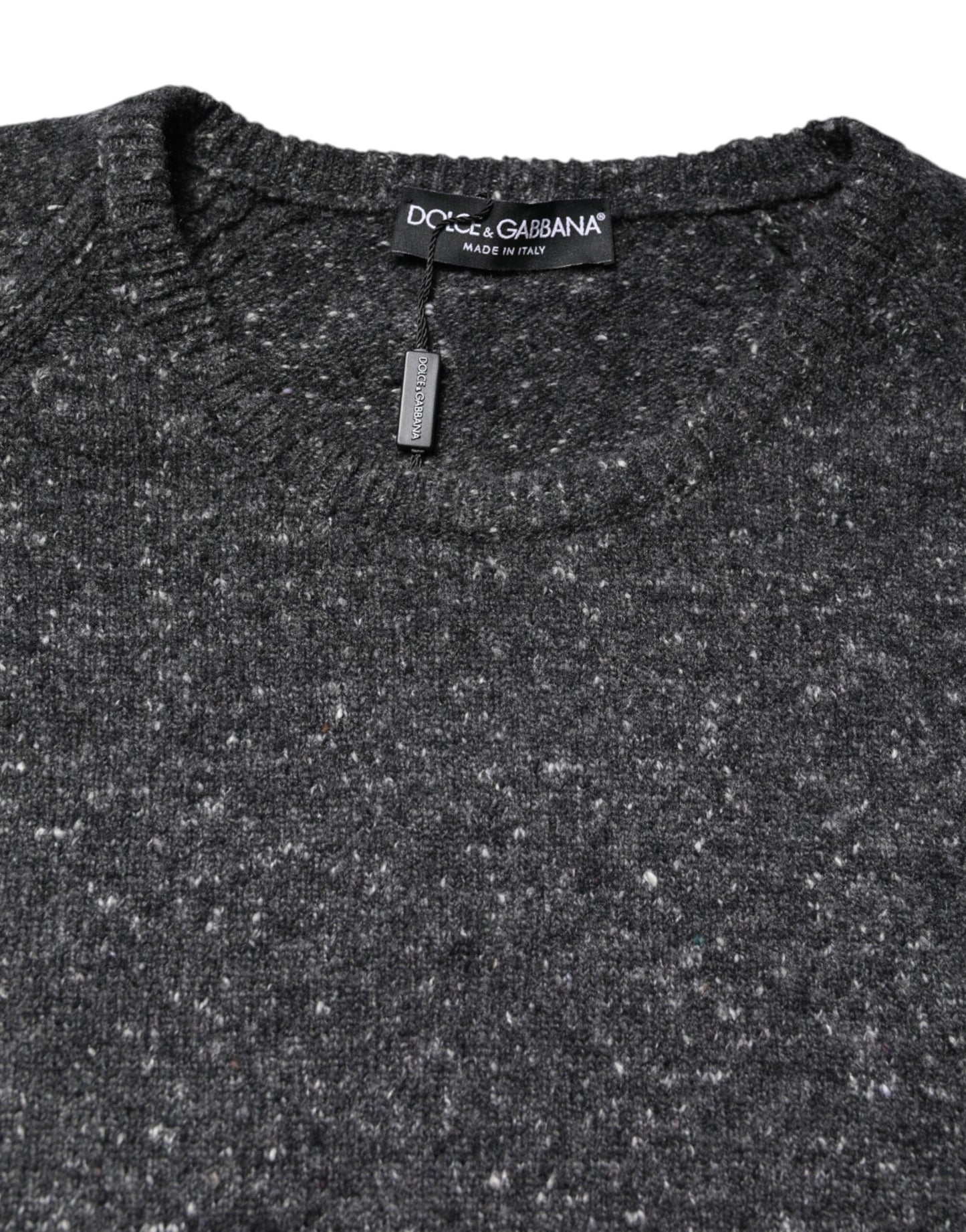 Dolce & Gabbana Gray Wool Knitted Round Neck Pullover Sweater Dolce & Gabbana