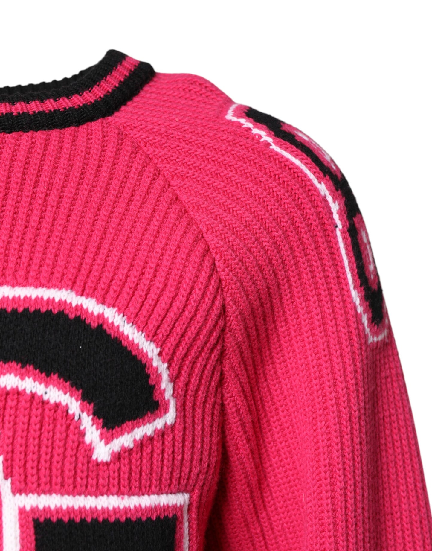 Dolce & Gabbana Pink Cotton Logo Print Knit Pullover Sweater Dolce & Gabbana