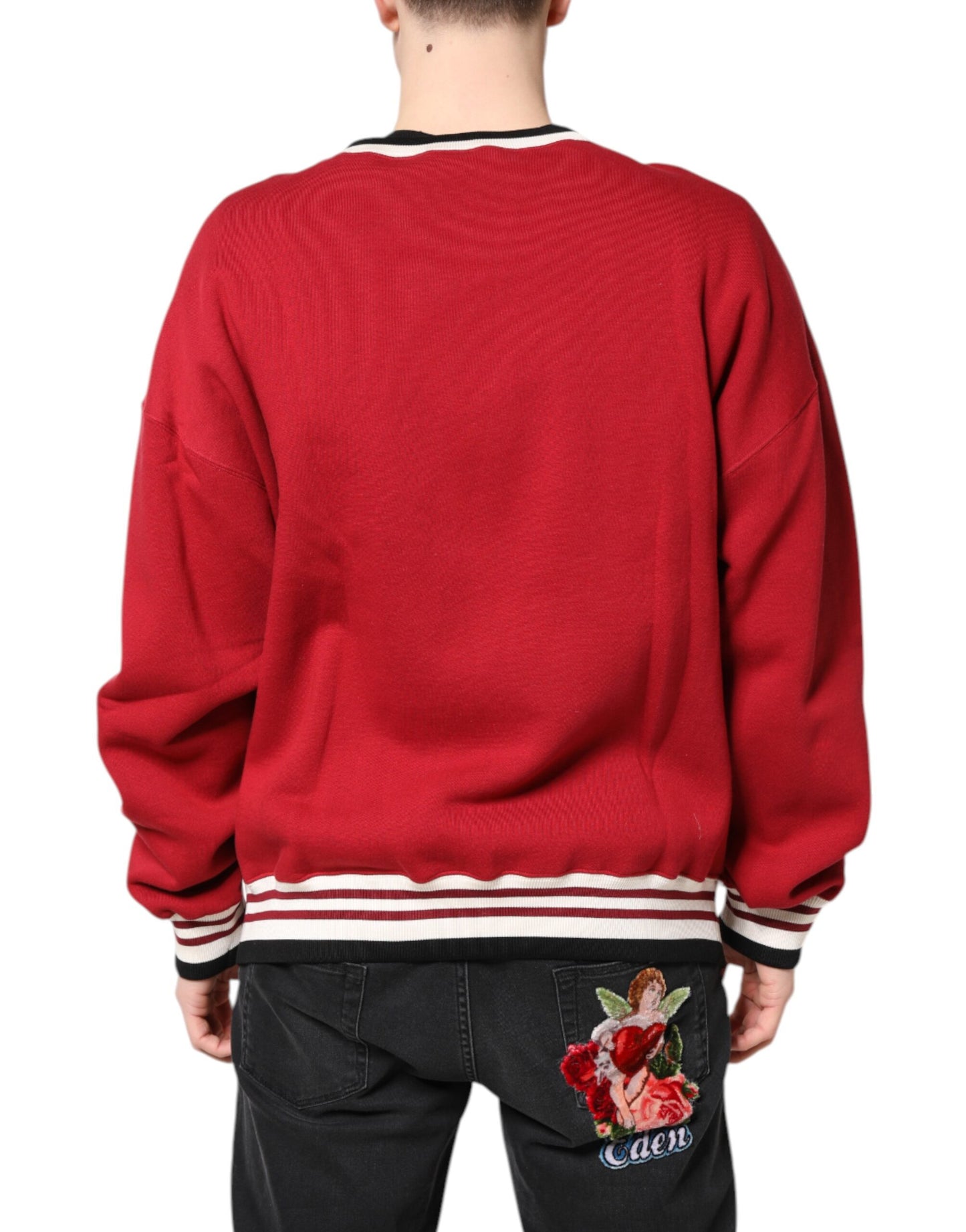 Dolce & Gabbana Red Sequin Knit Pullover Sweatshirt Sweater Dolce & Gabbana