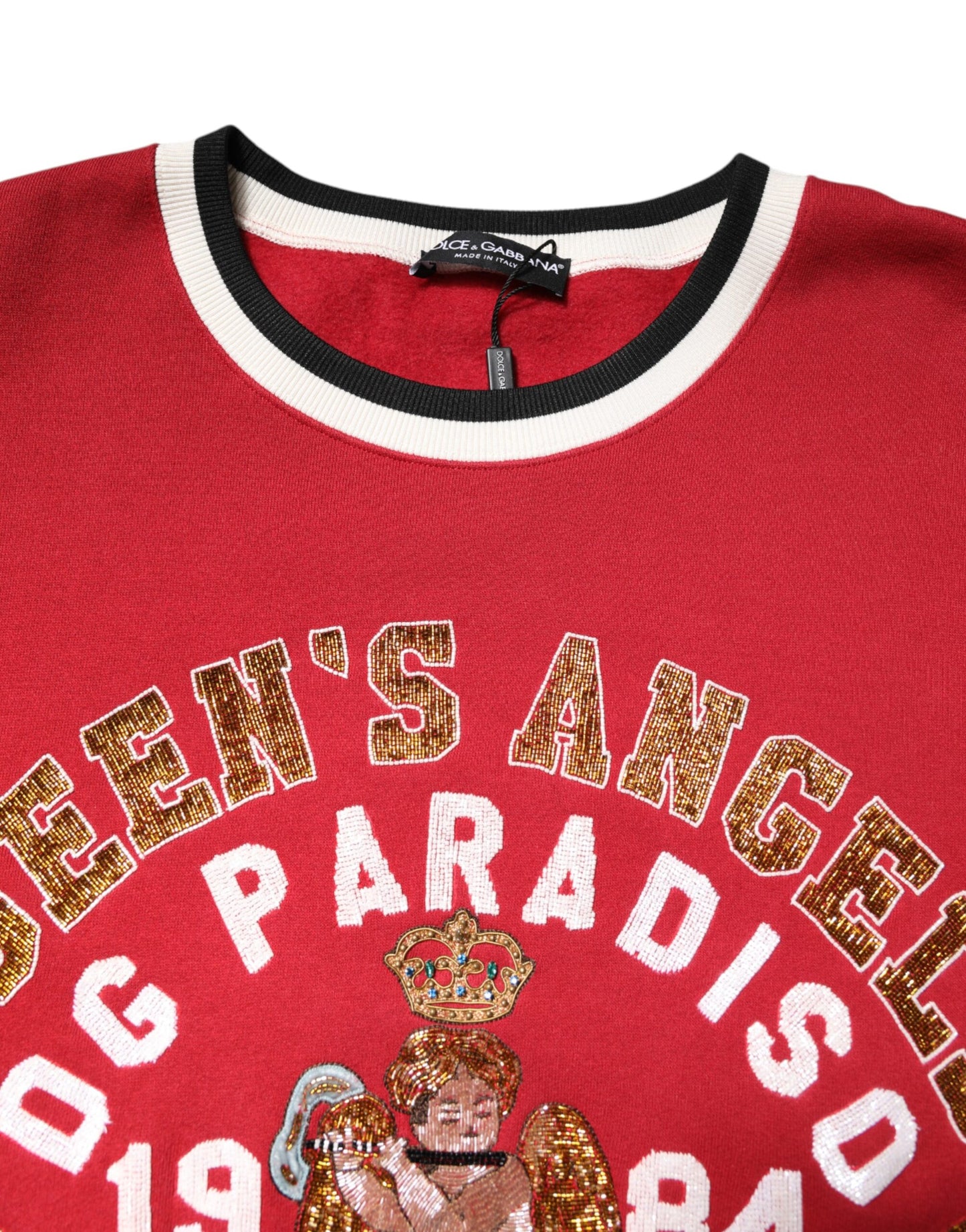 Dolce & Gabbana Red Sequin Knit Pullover Sweatshirt Sweater Dolce & Gabbana