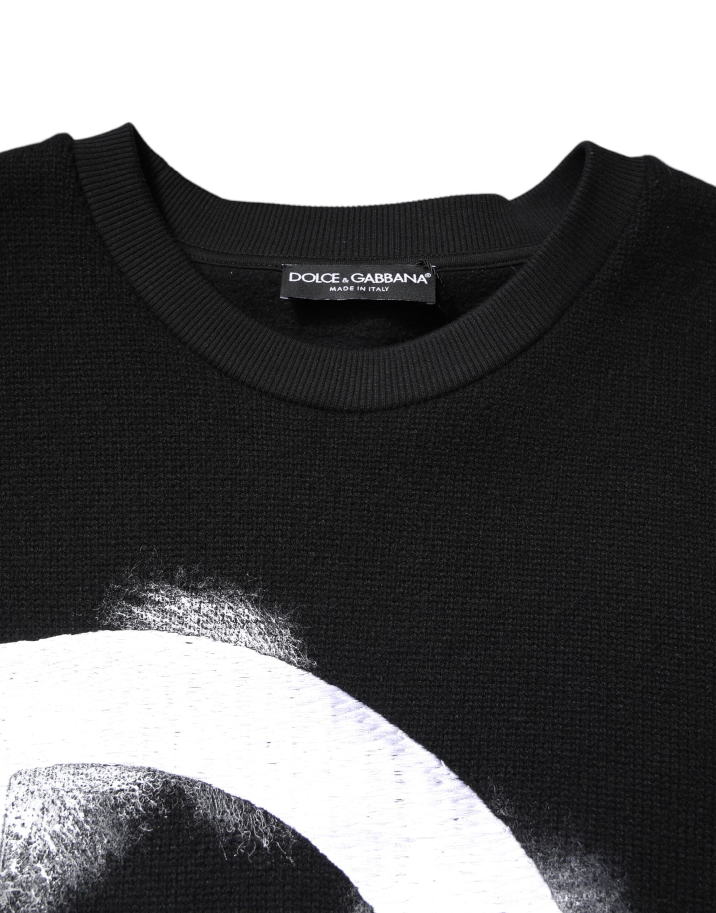 Dolce & Gabbana Black Cotton Logo Print Men Pullover Sweater Dolce & Gabbana