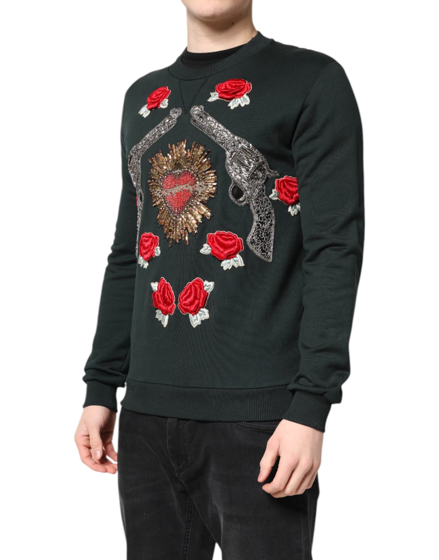 Dolce & Gabbana Black Sequined Embellished Pullover Sweater Dolce & Gabbana