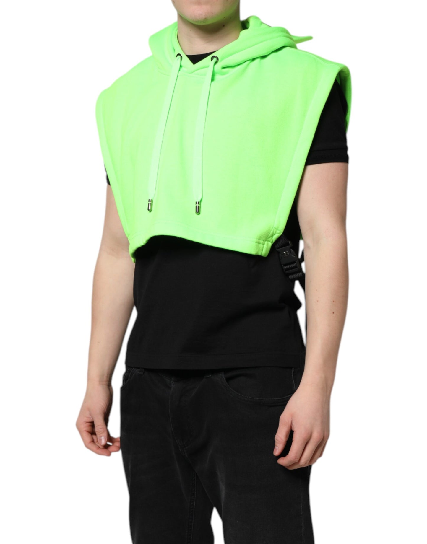 Dolce & Gabbana Green Polyester Hooded Sportswear Vest Sweater Dolce & Gabbana