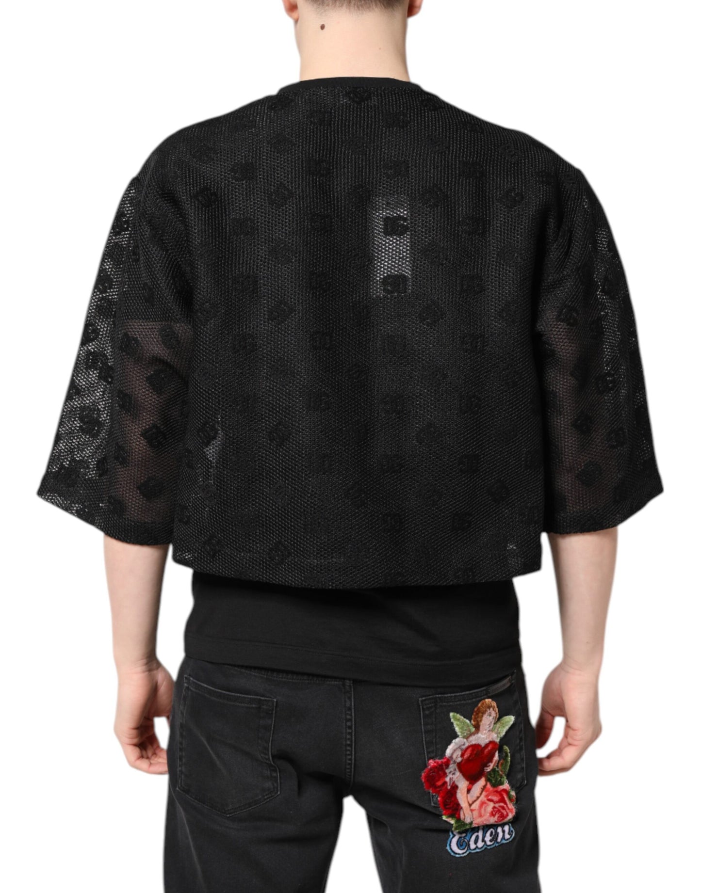Dolce & Gabbana Black See Through Logo Short Sleeves T-shirt Dolce & Gabbana