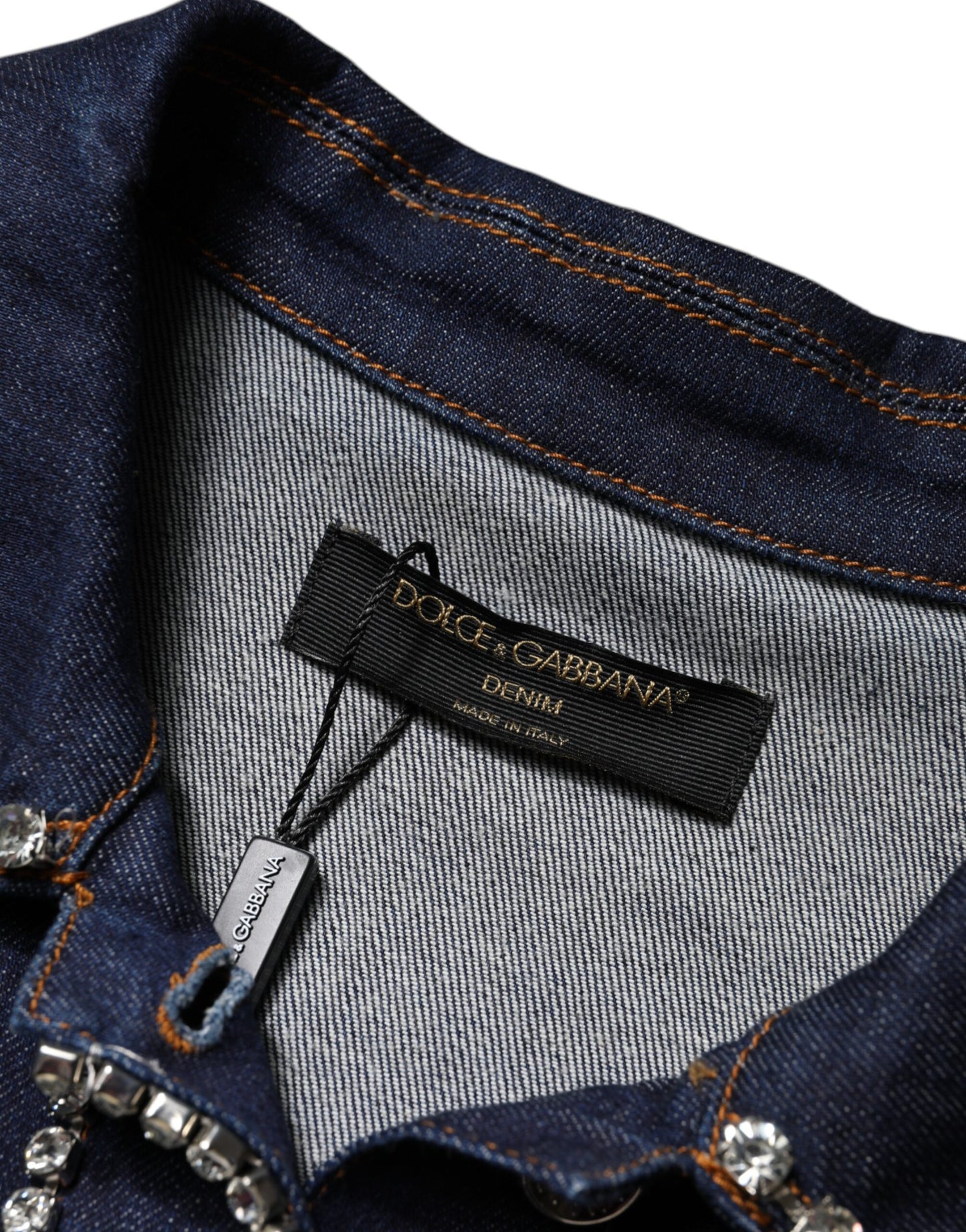 Dolce & Gabbana Blue Denim Cotton Crystal Embellished Jacket Dolce & Gabbana