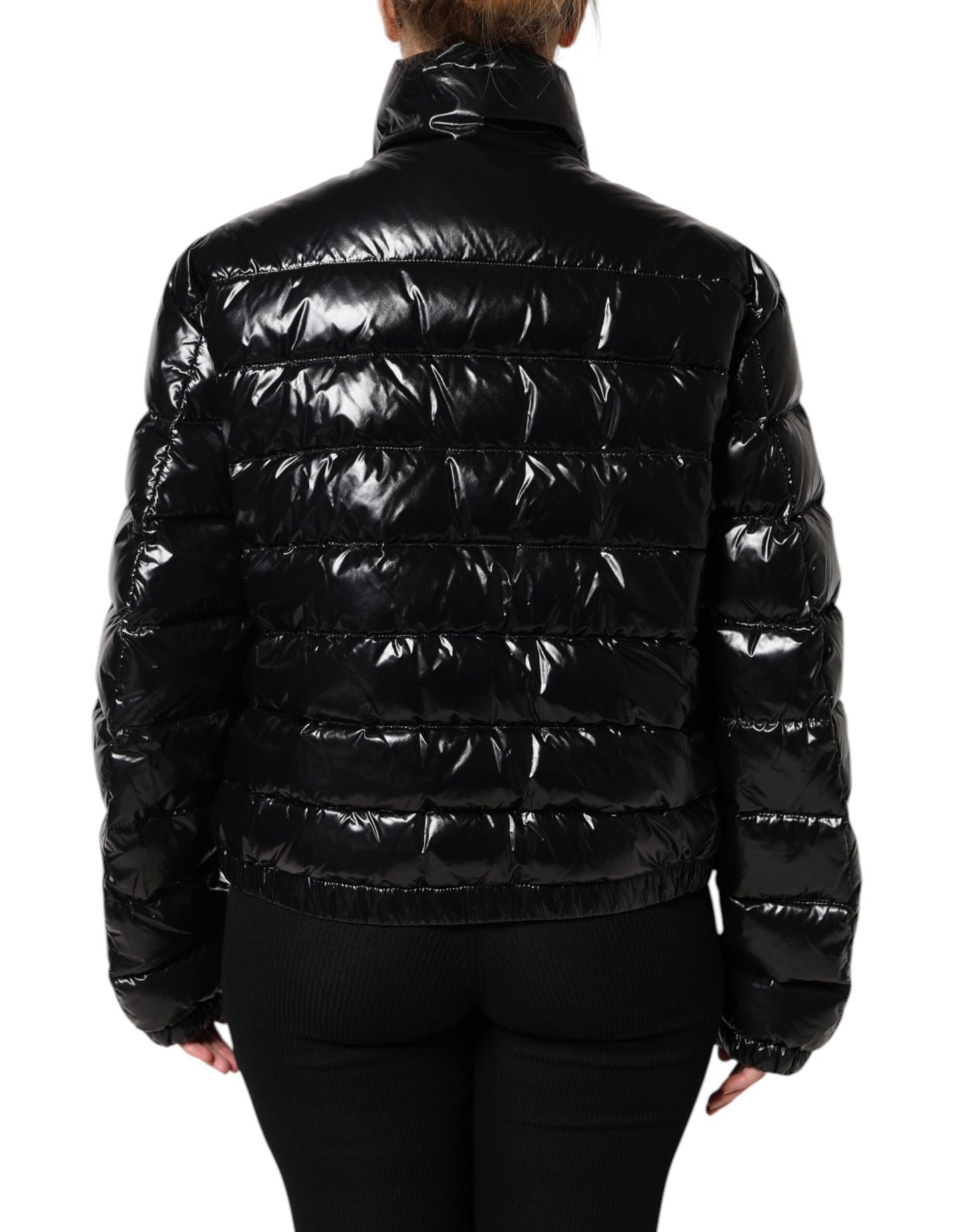 Dolce & Gabbana Black Logo Plaque Full Zip Puffer Jacket Dolce & Gabbana