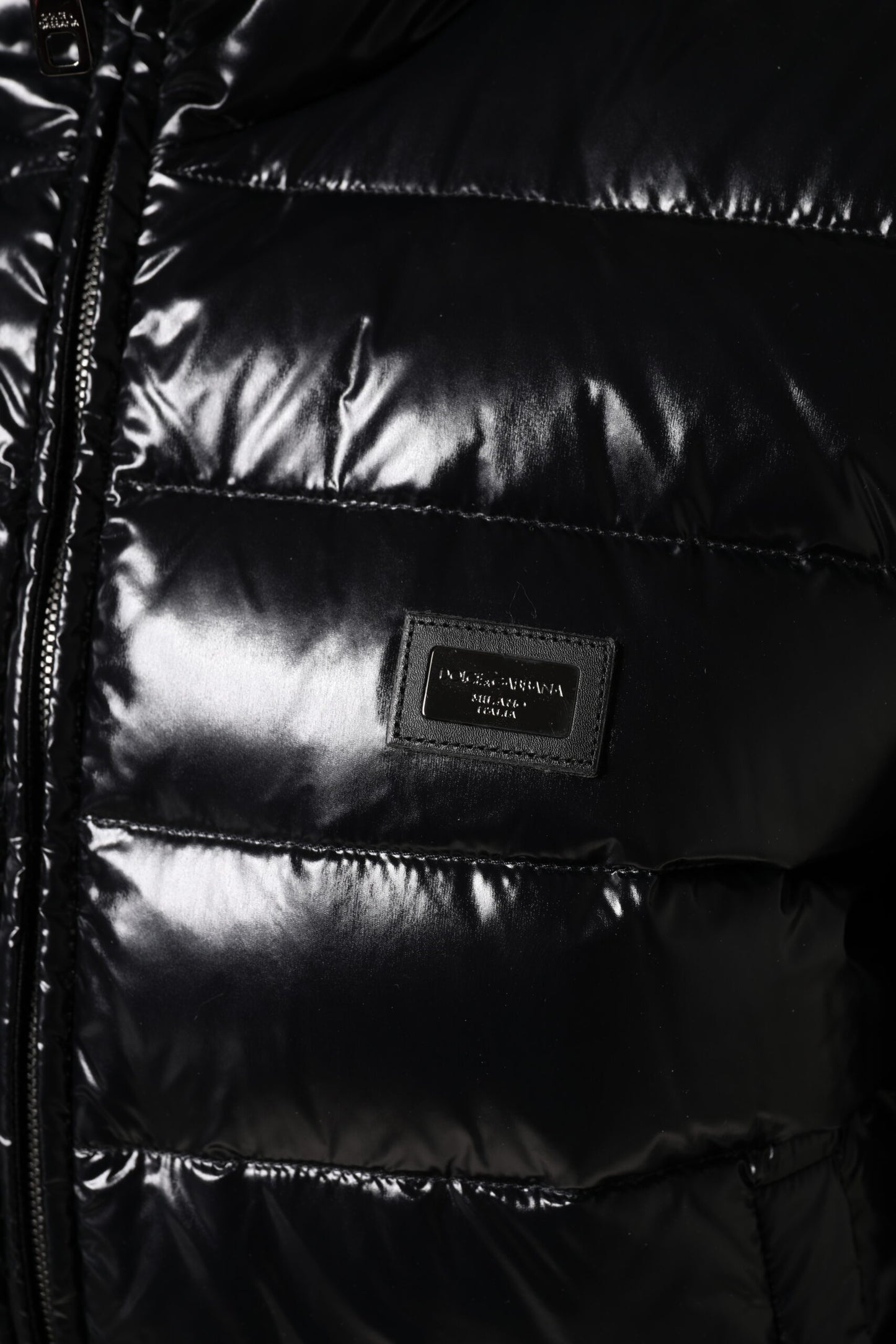 Dolce & Gabbana Black Logo Plaque Full Zip Puffer Jacket Dolce & Gabbana