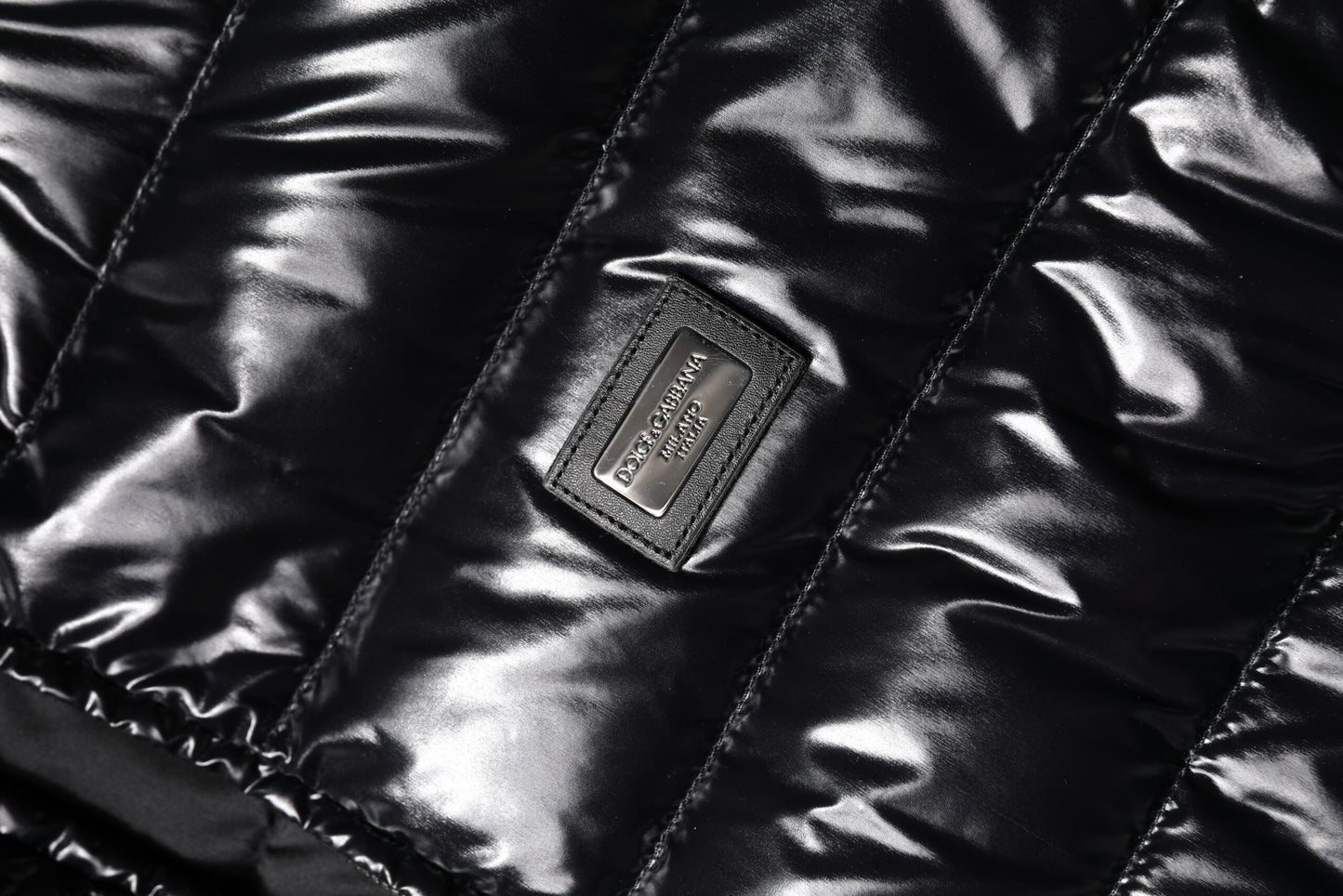 Dolce & Gabbana Black Logo Plaque Full Zip Puffer Jacket Dolce & Gabbana