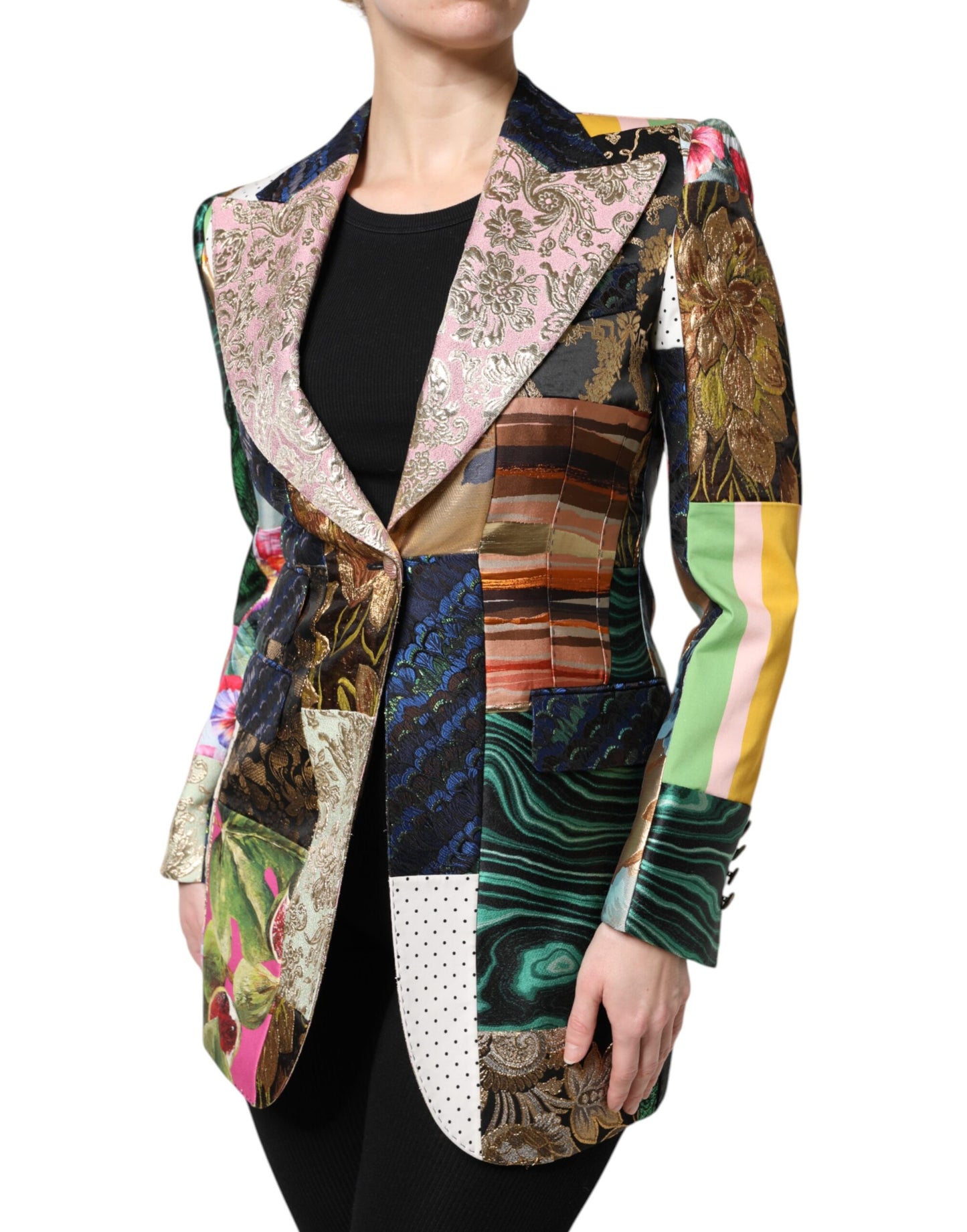 Dolce & Gabbana Multicolor Floral Patchwork Jacquard Jacket Dolce & Gabbana