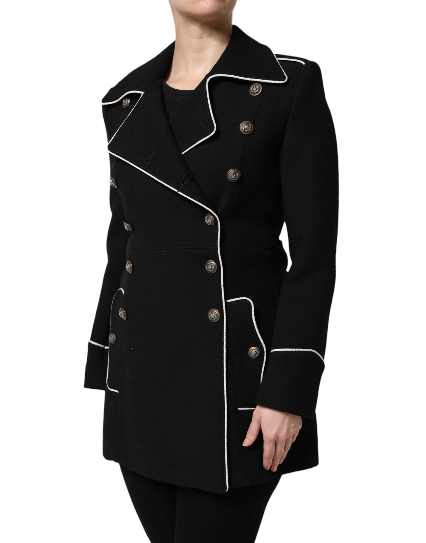 Dolce & Gabbana Black Wool Double Breasted Blazer Jacket Dolce & Gabbana