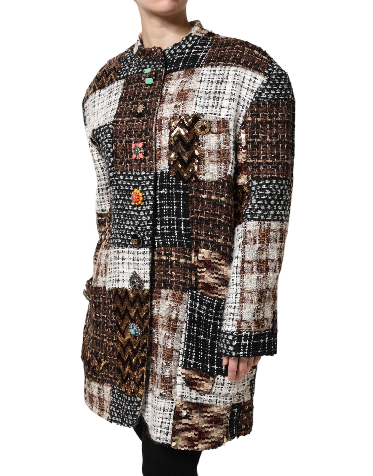 Dolce & Gabbana Multicolor Patchwork Button Down Jacket Dolce & Gabbana