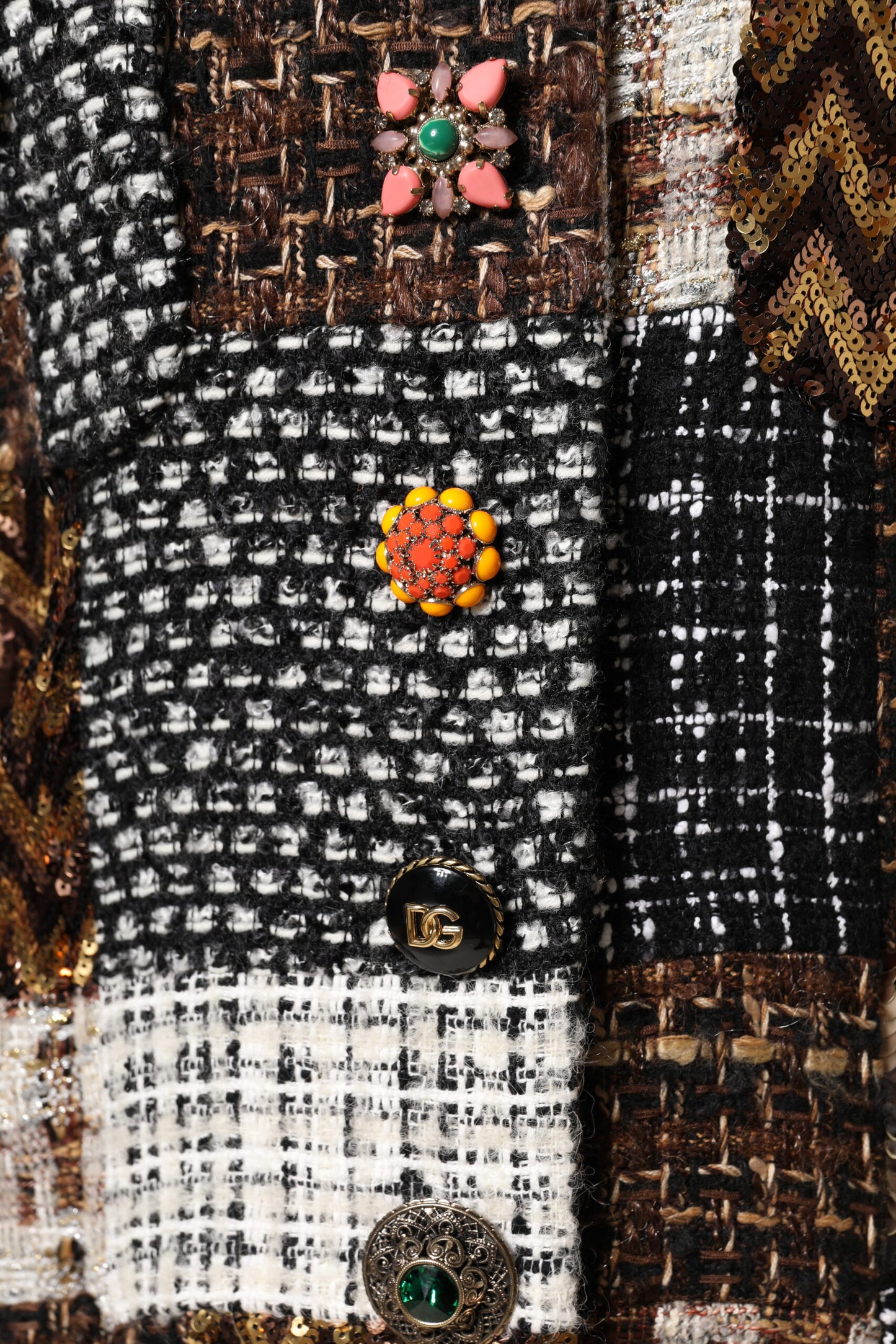 Dolce & Gabbana Multicolor Patchwork Button Down Jacket Dolce & Gabbana