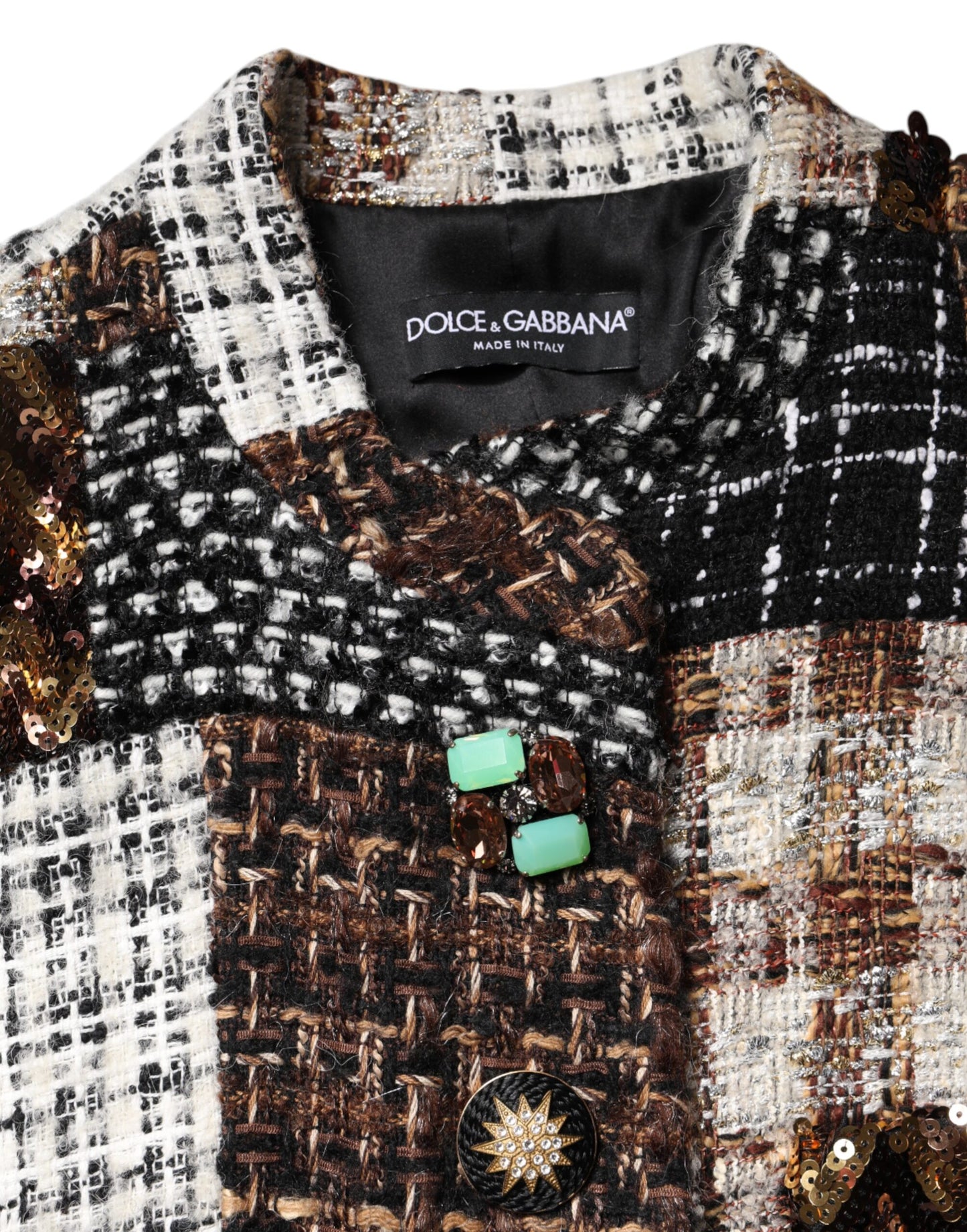 Dolce & Gabbana Multicolor Patchwork Button Down Jacket Dolce & Gabbana