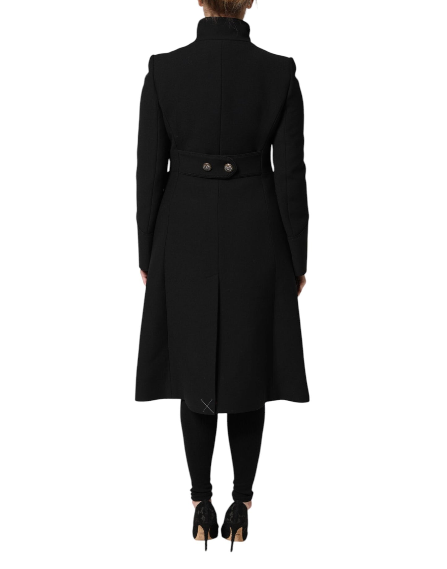 Dolce & Gabbana Black Wool Single Breasted Trench Coat Jacket Dolce & Gabbana