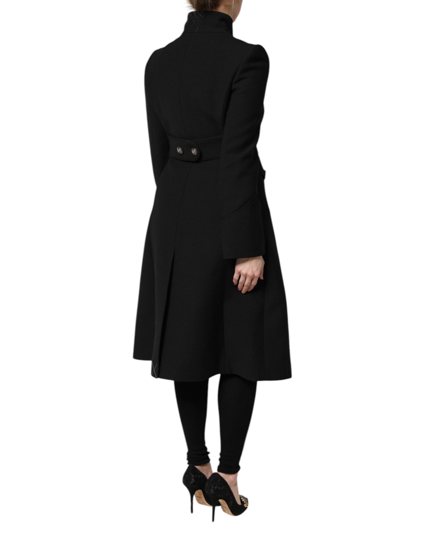 Dolce & Gabbana Black Wool Single Breasted Trench Coat Jacket Dolce & Gabbana