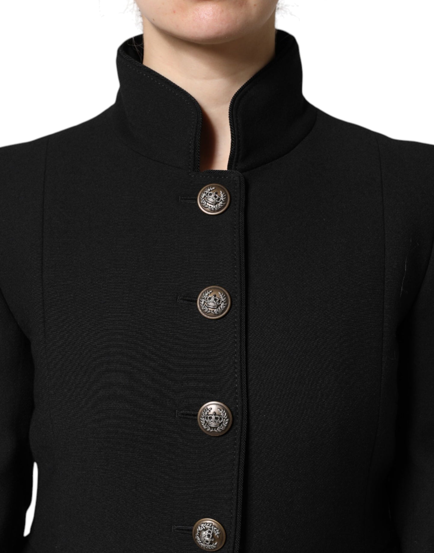 Dolce & Gabbana Black Wool Single Breasted Trench Coat Jacket Dolce & Gabbana