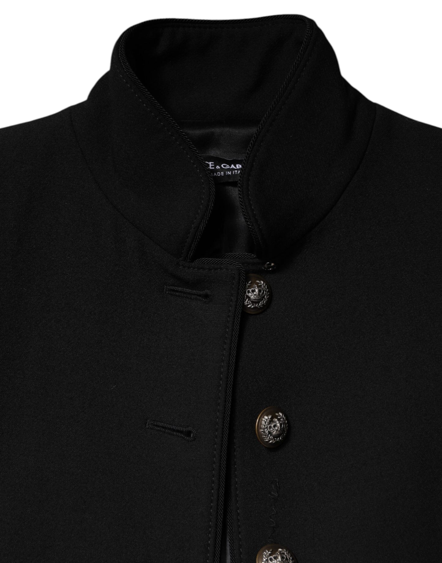 Dolce & Gabbana Black Wool Single Breasted Trench Coat Jacket Dolce & Gabbana