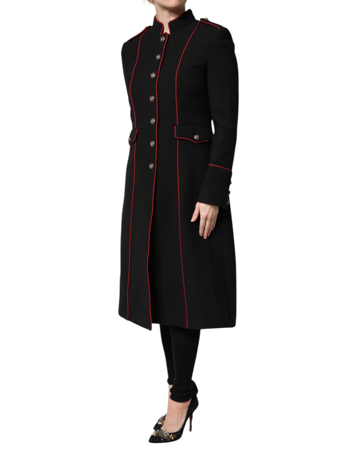 Dolce & Gabbana Black Wool Single Breasted Trench Coat Jacket Dolce & Gabbana