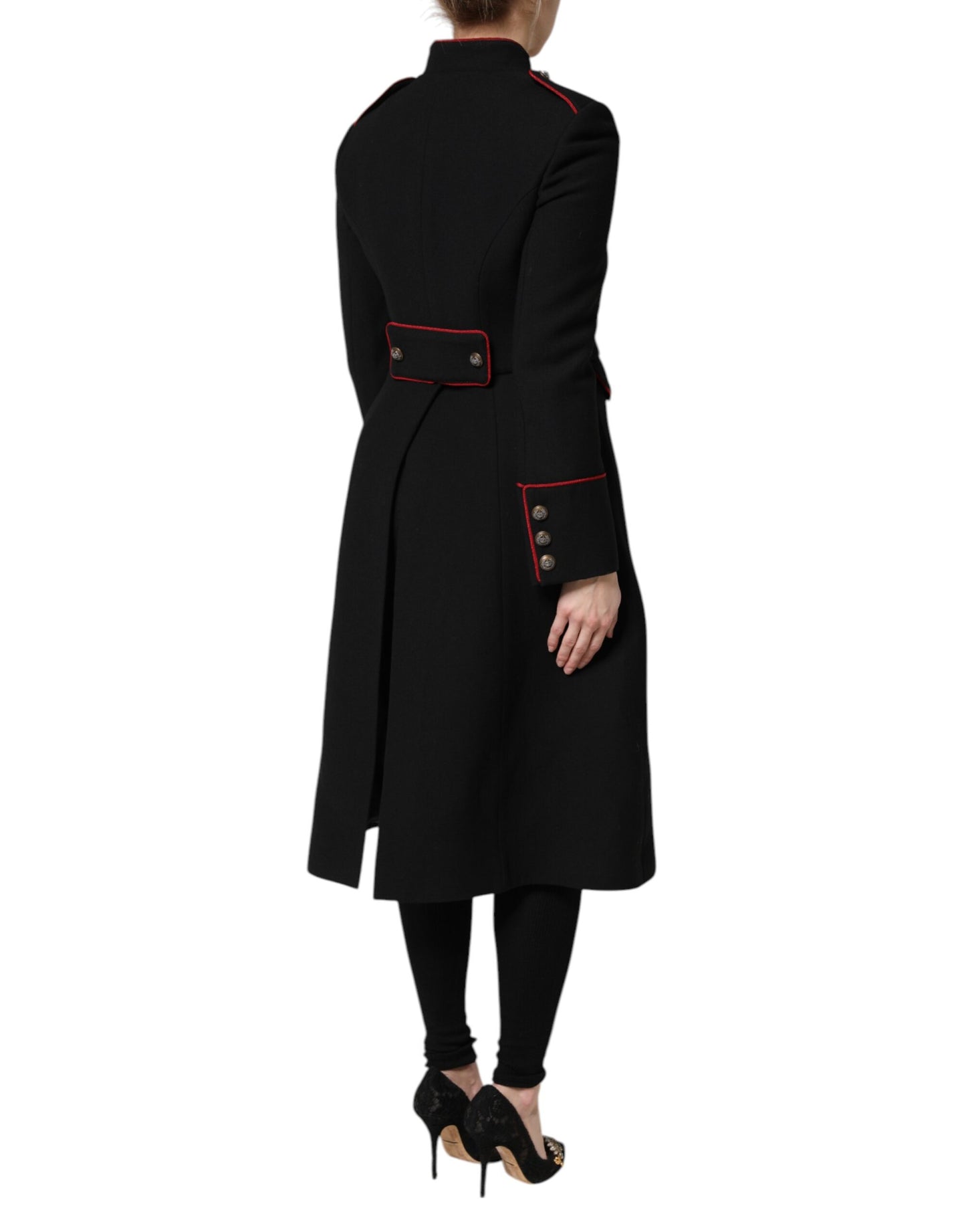 Dolce & Gabbana Black Wool Single Breasted Trench Coat Jacket Dolce & Gabbana
