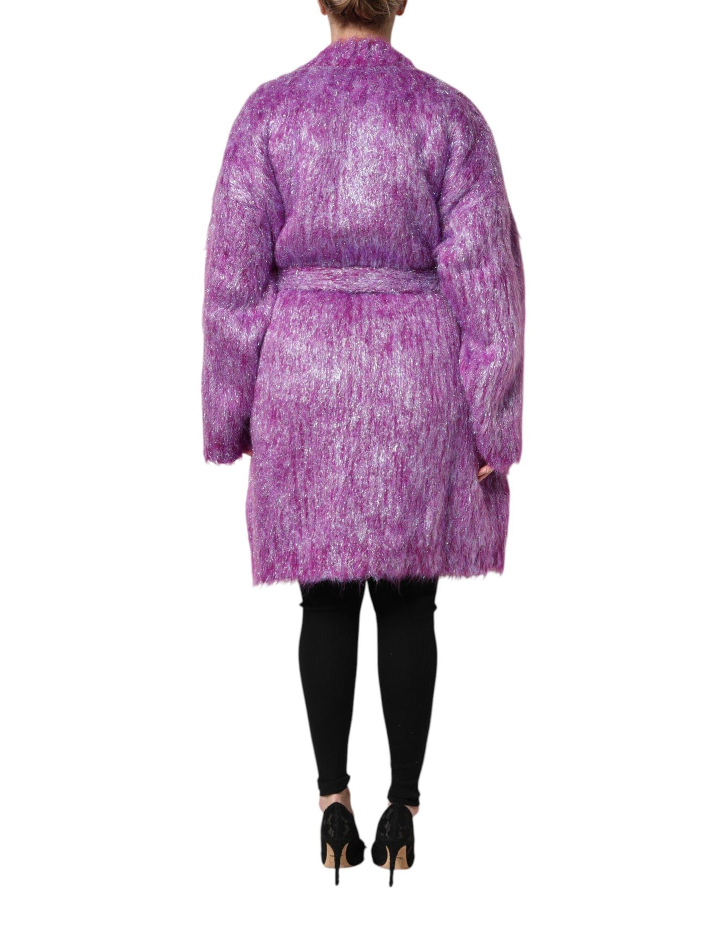 Dolce & Gabbana Purple Button Embellished Trench Coat Jacket Dolce & Gabbana