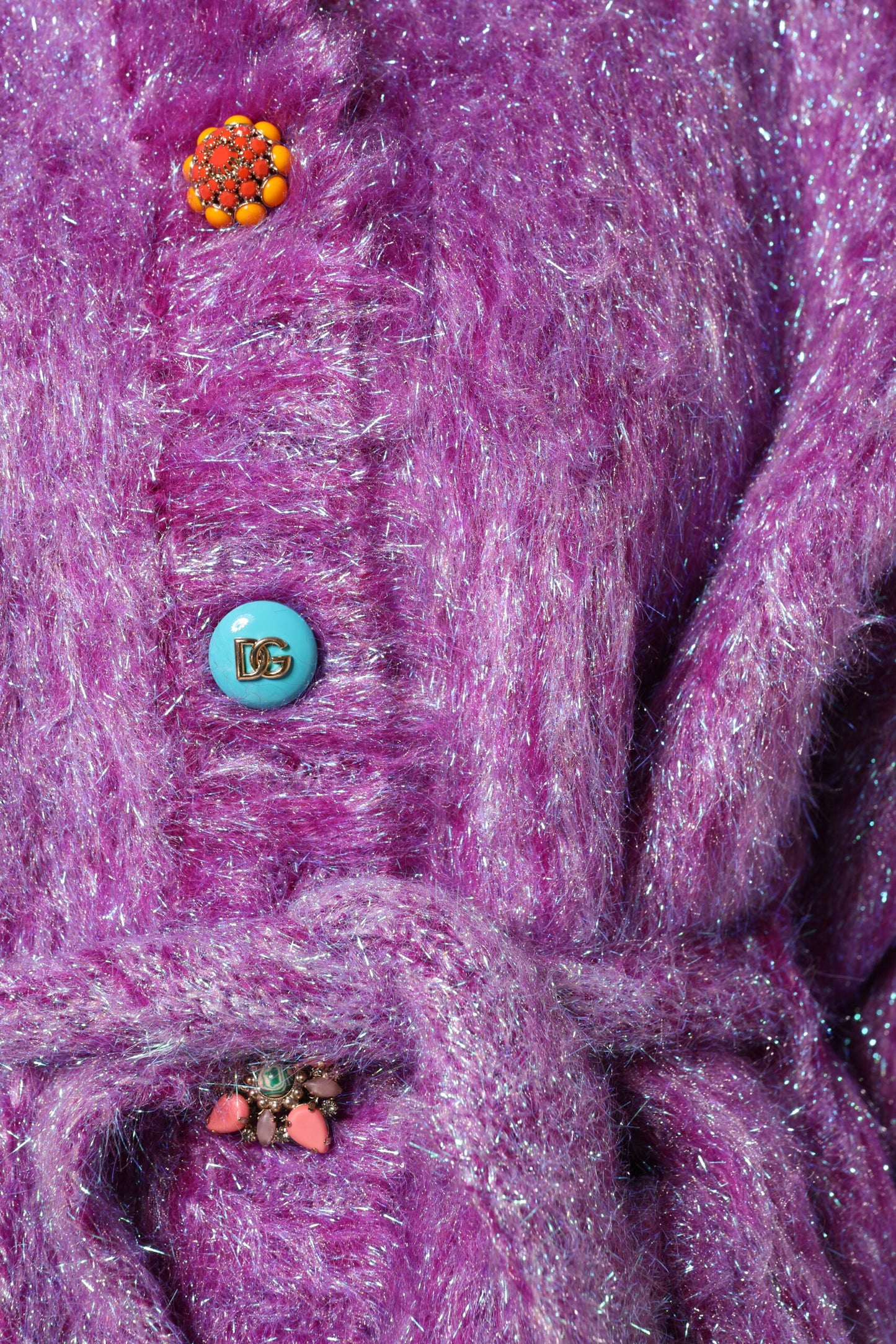 Dolce & Gabbana Purple Button Embellished Trench Coat Jacket Dolce & Gabbana