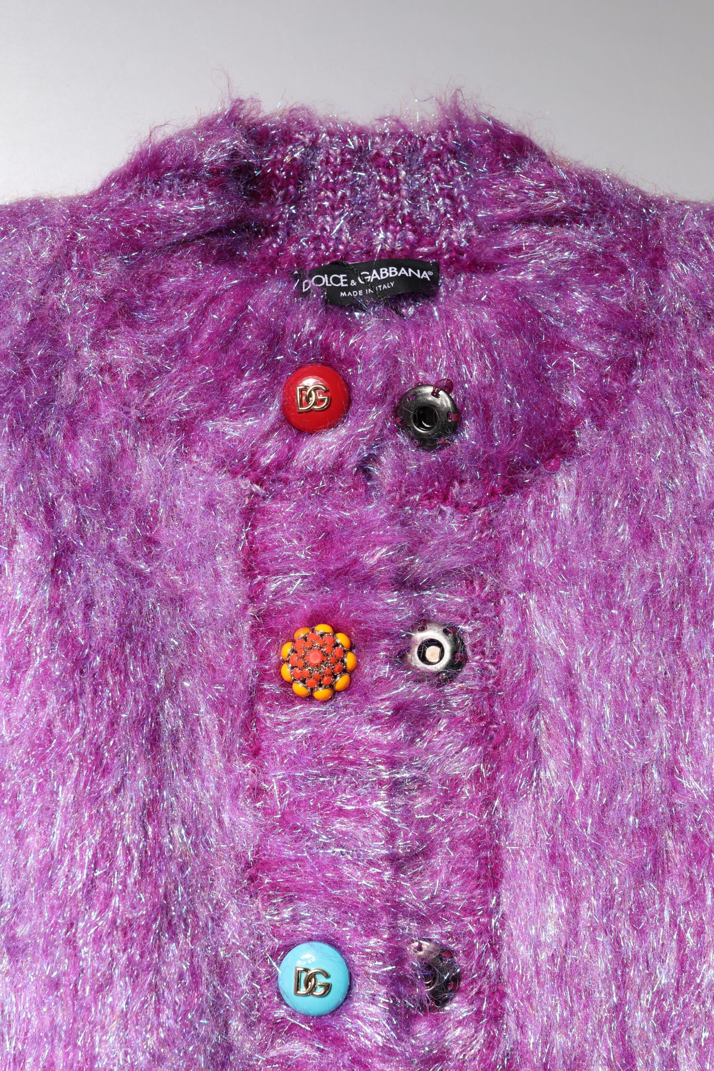 Dolce & Gabbana Purple Button Embellished Trench Coat Jacket Dolce & Gabbana