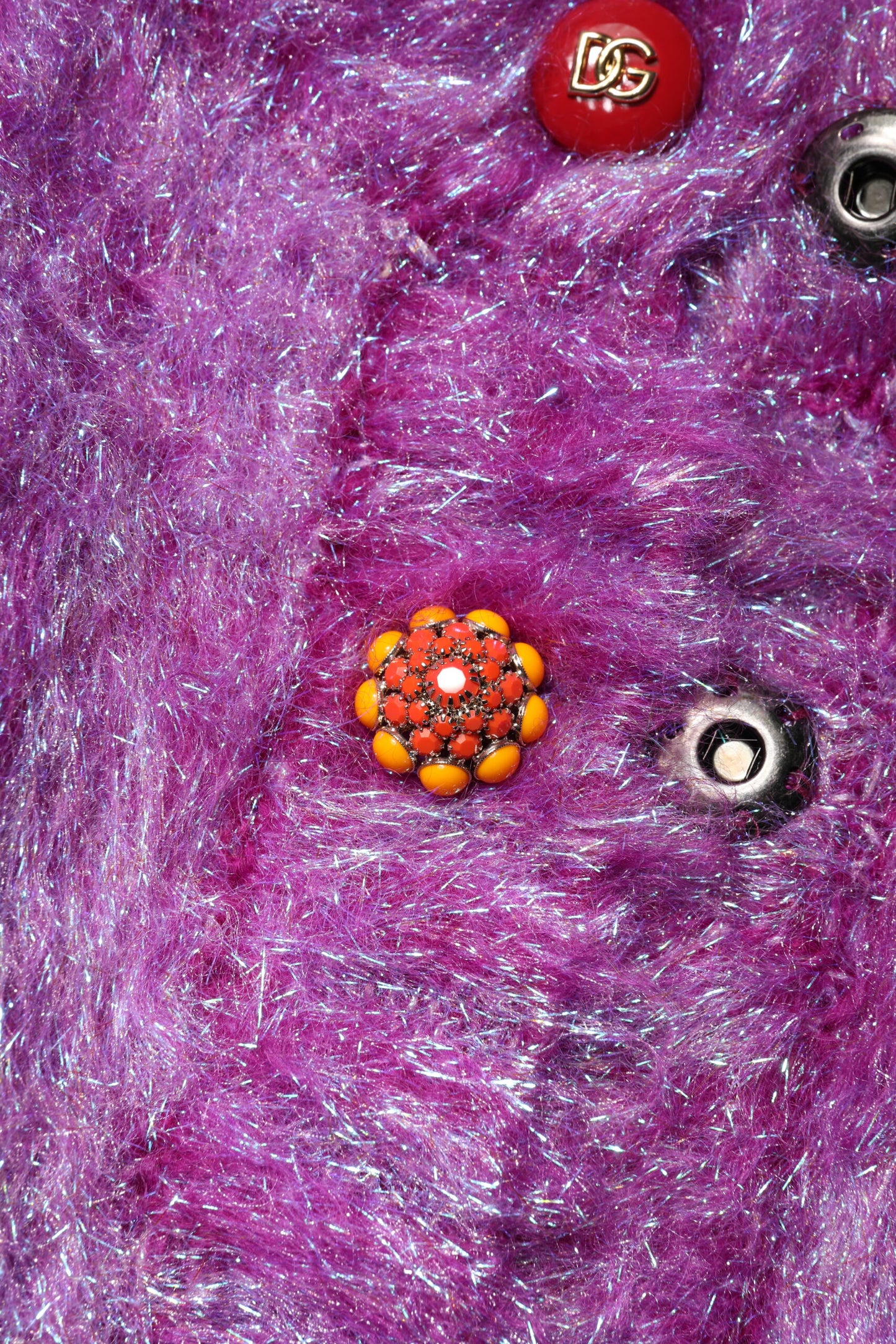 Dolce & Gabbana Purple Button Embellished Trench Coat Jacket Dolce & Gabbana