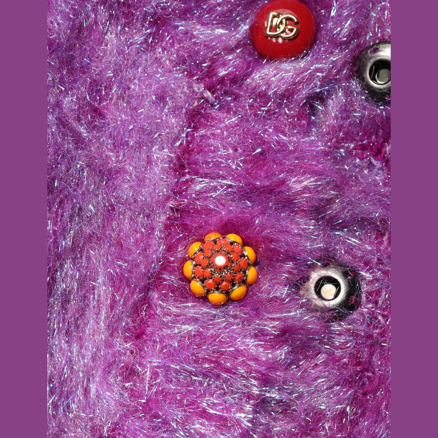 Dolce & Gabbana Purple Button Embellished Trench Coat Jacket