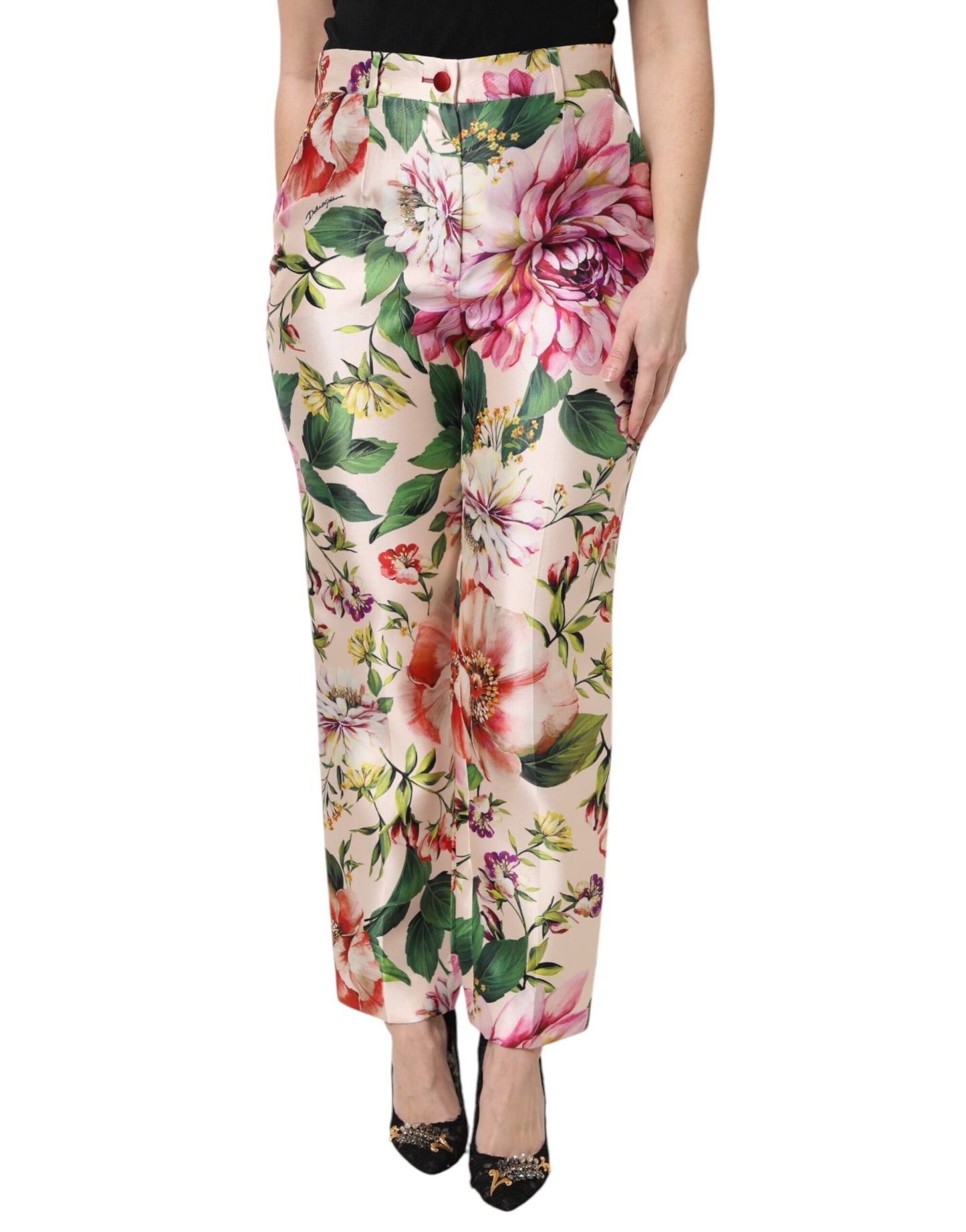 Dolce & Gabbana Multicolor Floral High Waist Straight Pants Dolce & Gabbana
