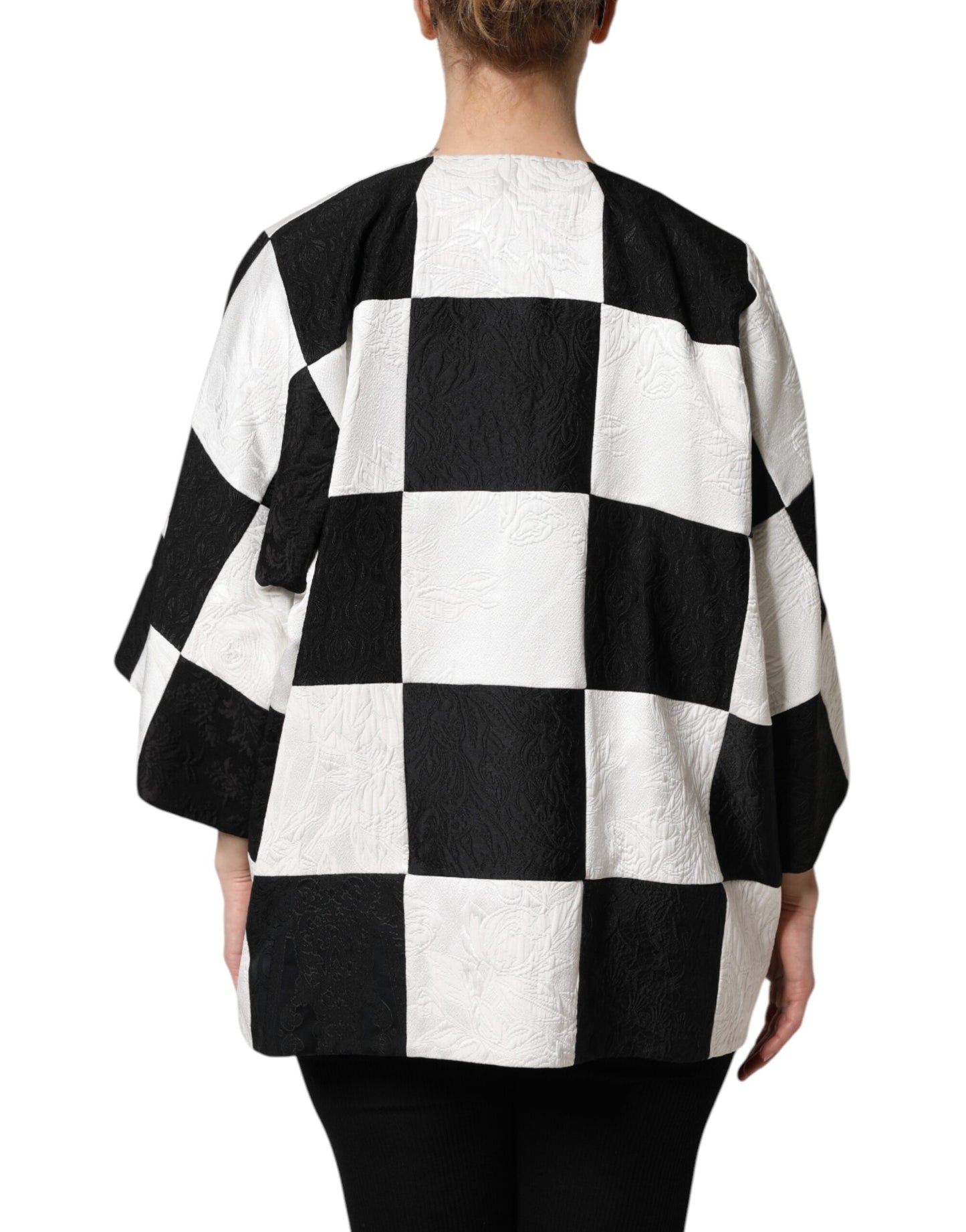 Dolce & Gabbana White Black Patchwork Jacquard Blazer Jacket Dolce & Gabbana