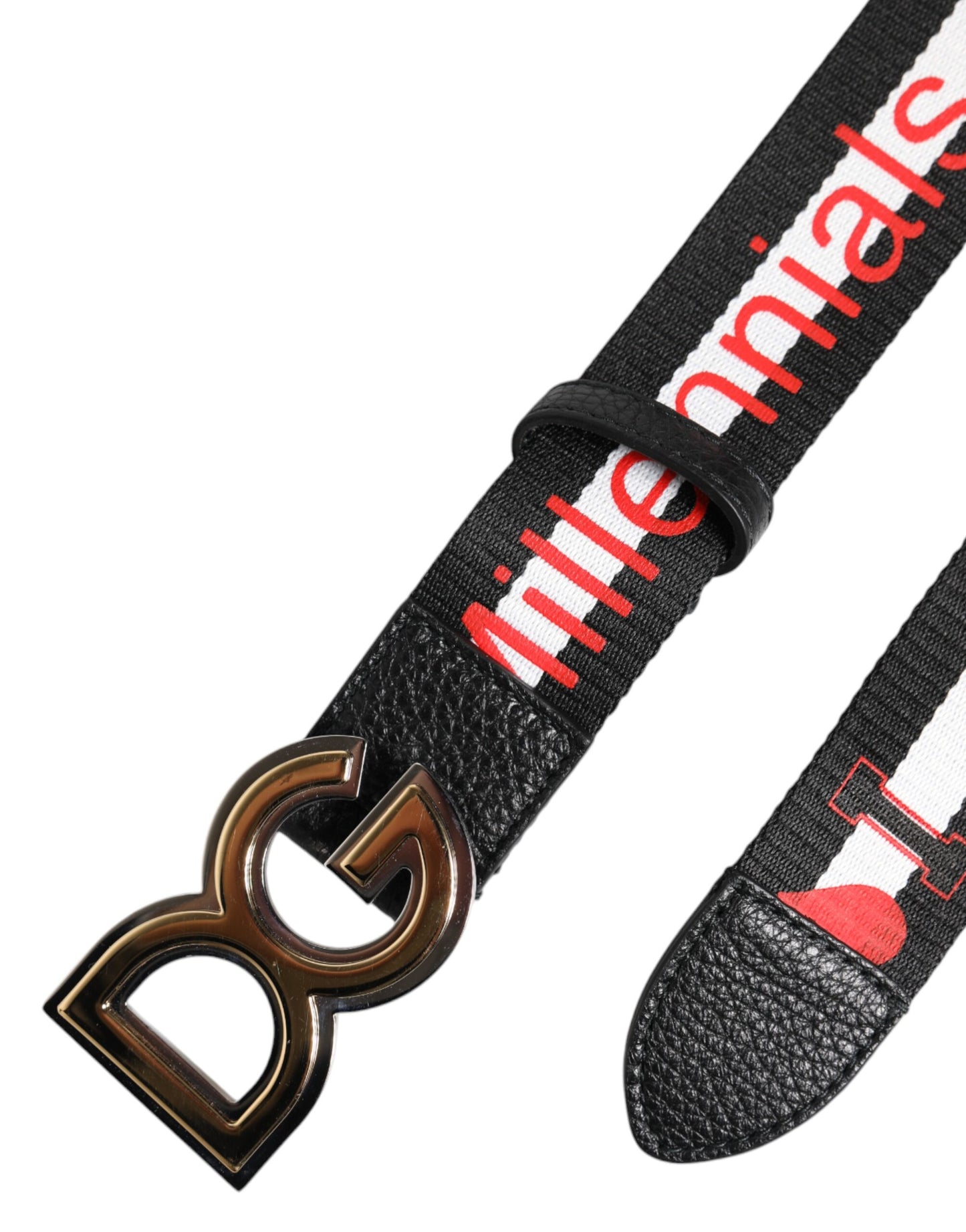 Dolce & Gabbana Black Cotton Logo Print DG Buckle Belt Dolce & Gabbana