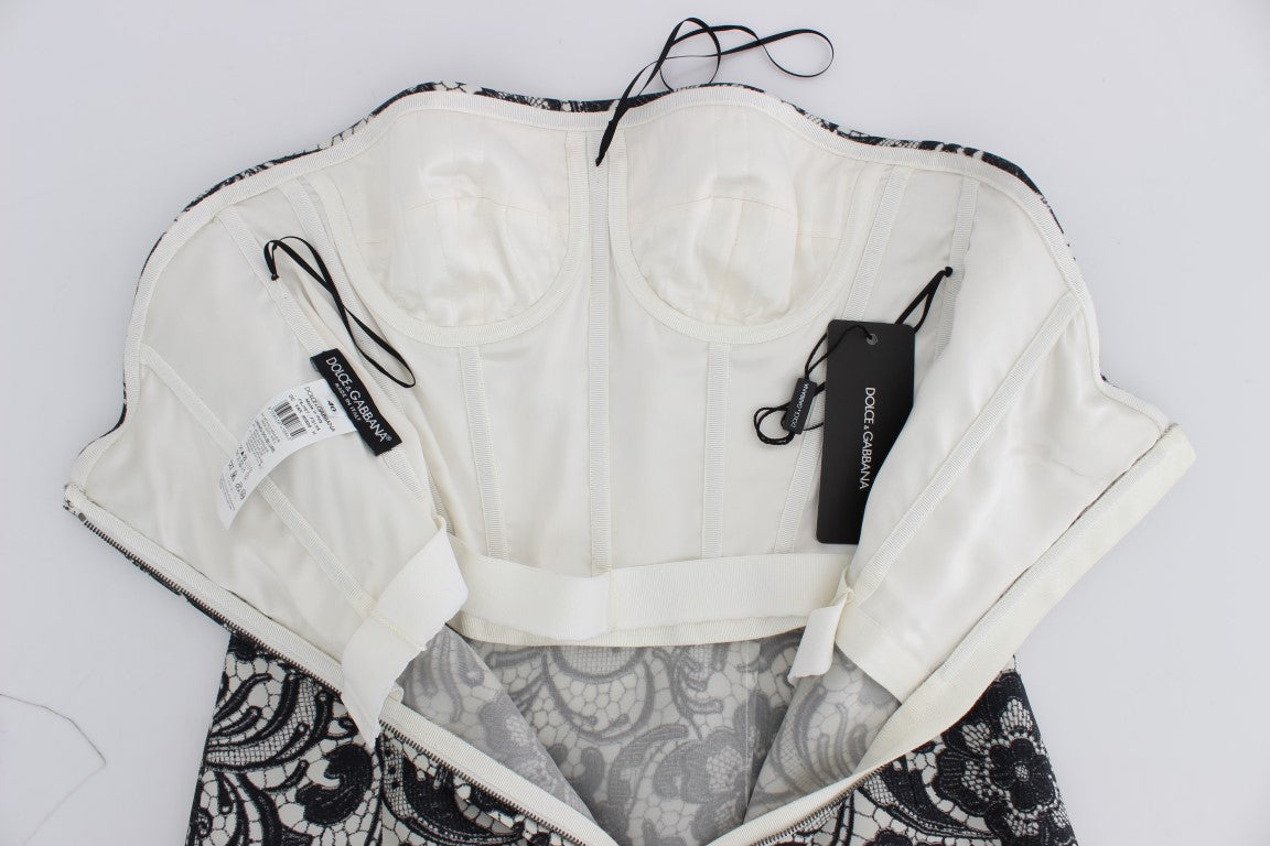 Dolce & Gabbana White Floral Lace Silk Corset Maxi Dress Dolce & Gabbana
