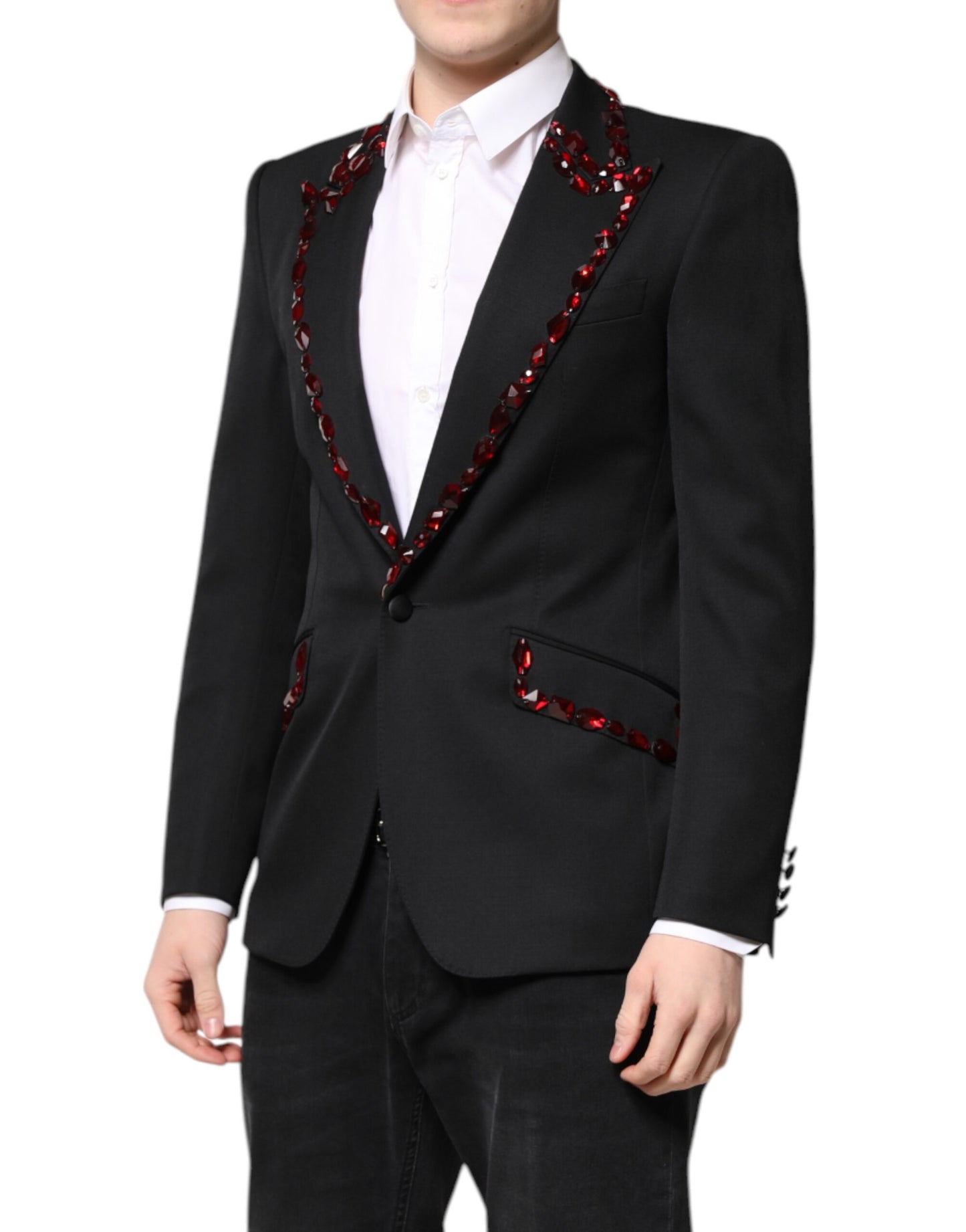 Dolce & Gabbana Black SICILIA CrystalEmbellished Coat Blazer Dolce & Gabbana