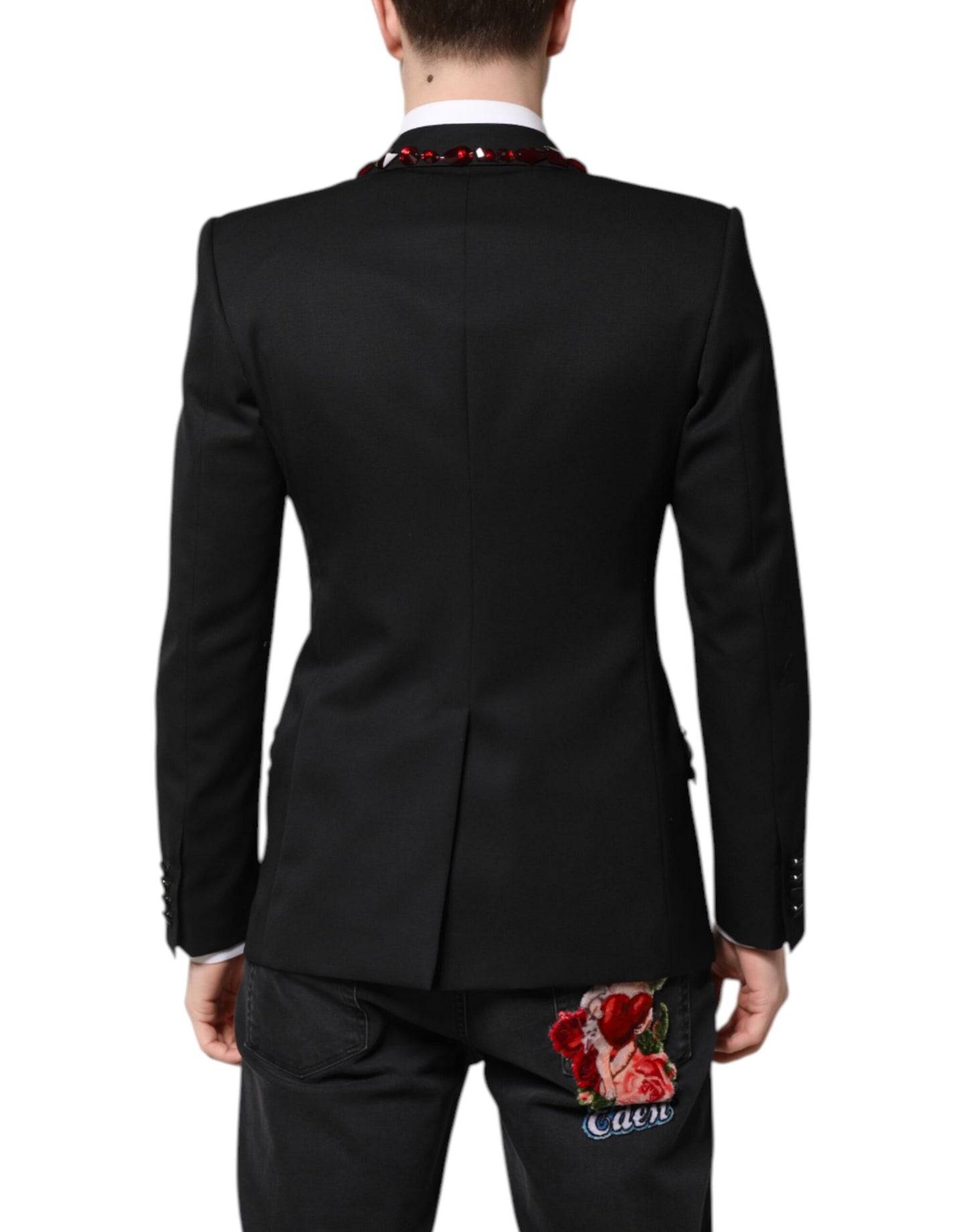 Dolce & Gabbana Black SICILIA CrystalEmbellished Coat Blazer Dolce & Gabbana