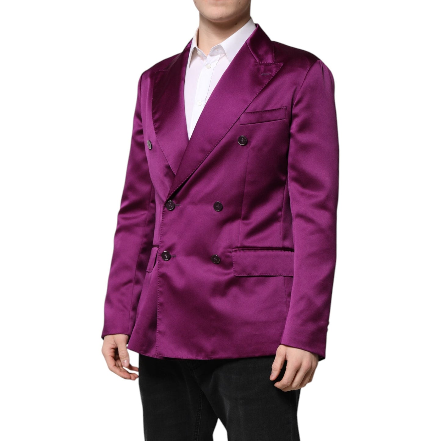 Dolce & Gabbana Purple Double Breasted Men Suit Coat Blazer Dolce & Gabbana