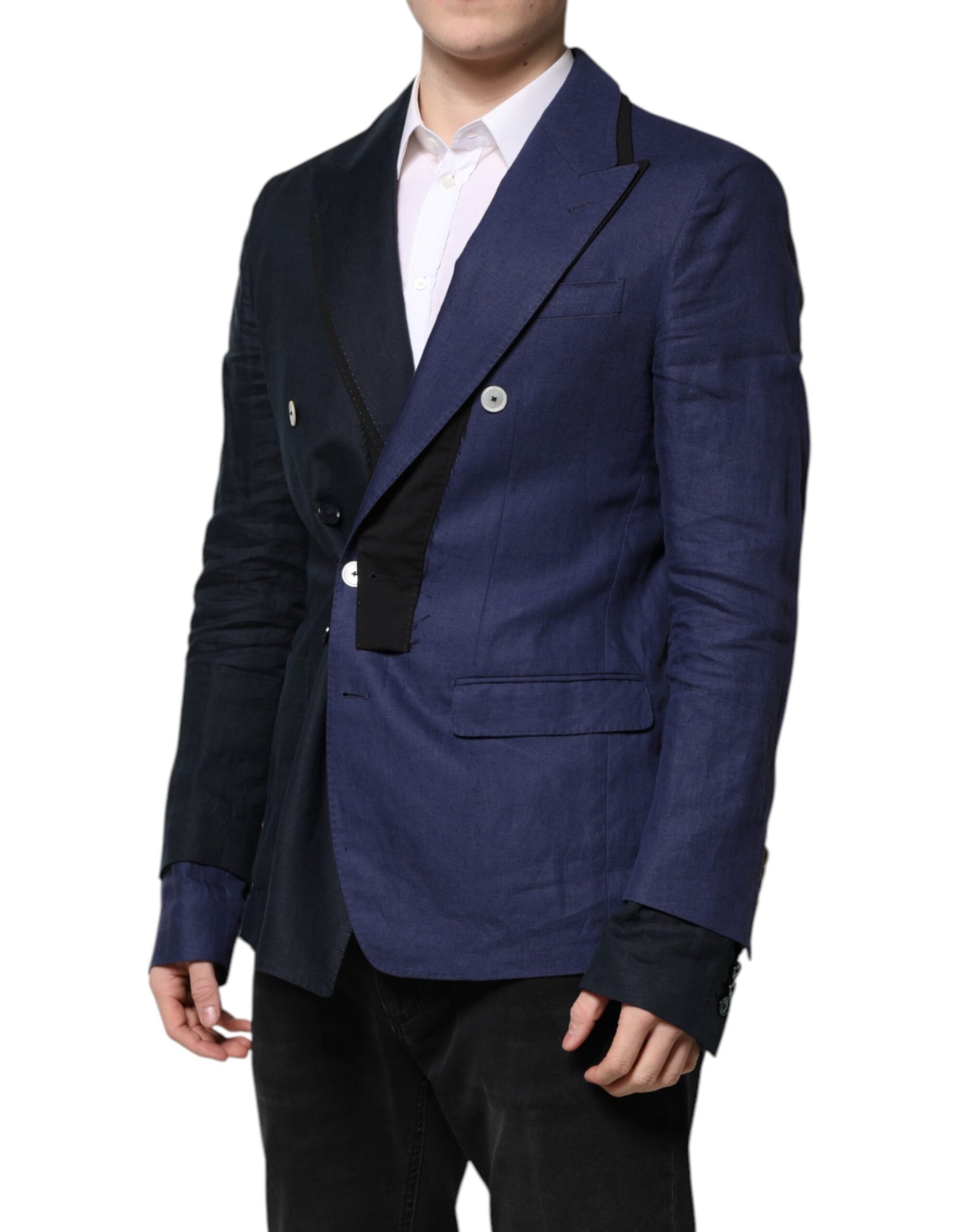 Dolce & Gabbana Navy Blue Double Breasted Suit Coat Blazer Dolce & Gabbana