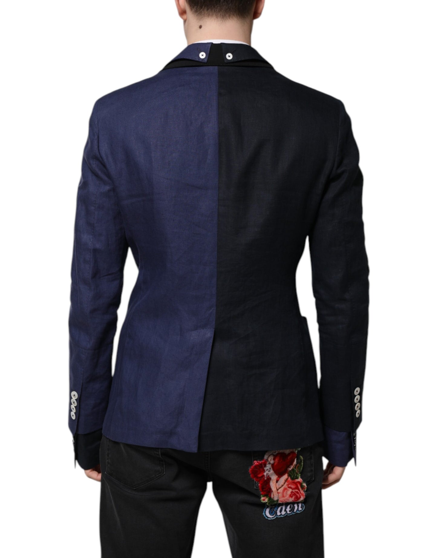 Dolce & Gabbana Navy Blue Double Breasted Suit Coat Blazer Dolce & Gabbana
