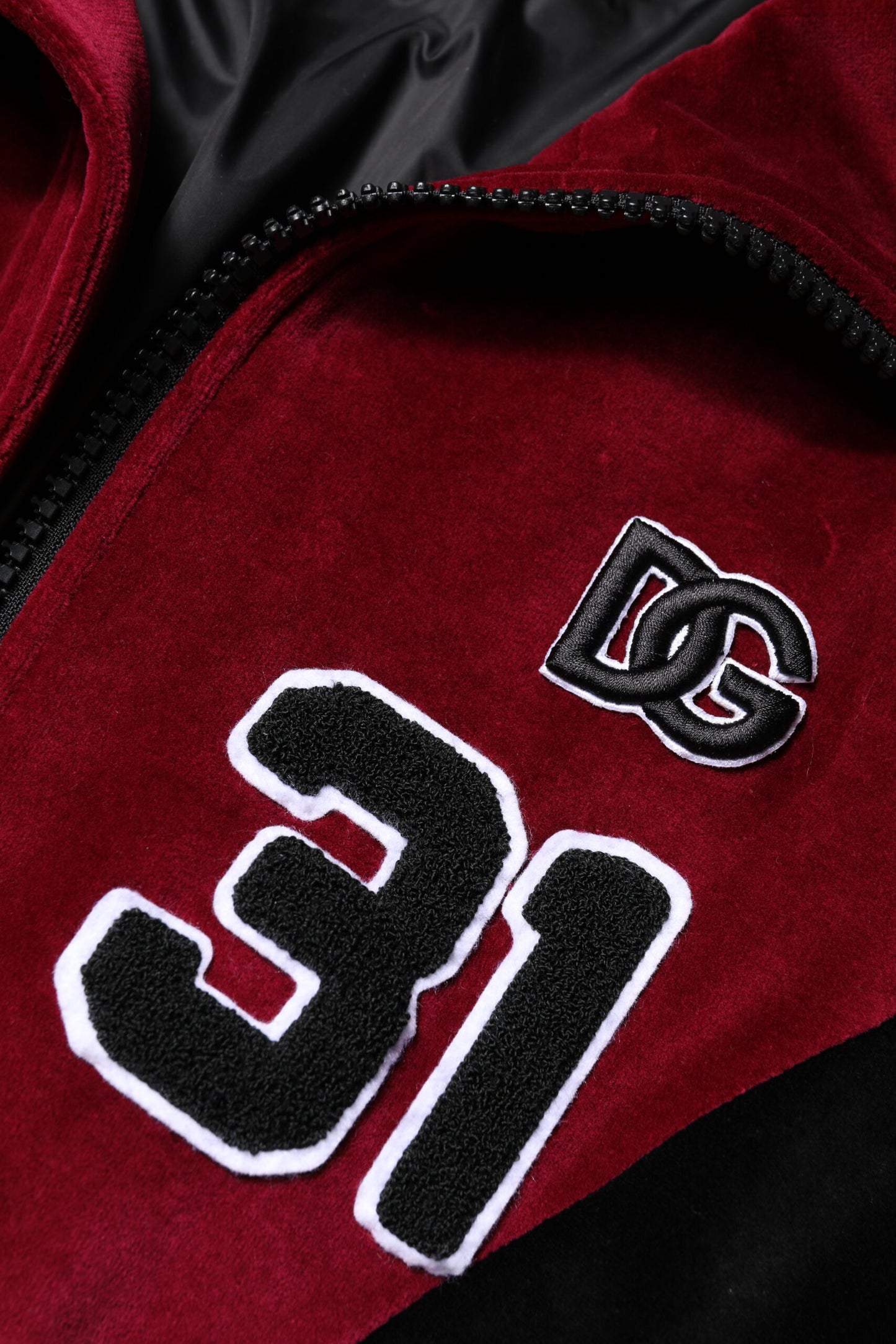 Dolce & Gabbana Red Black Cotton Logo FullZip Bomber Jacket Dolce & Gabbana