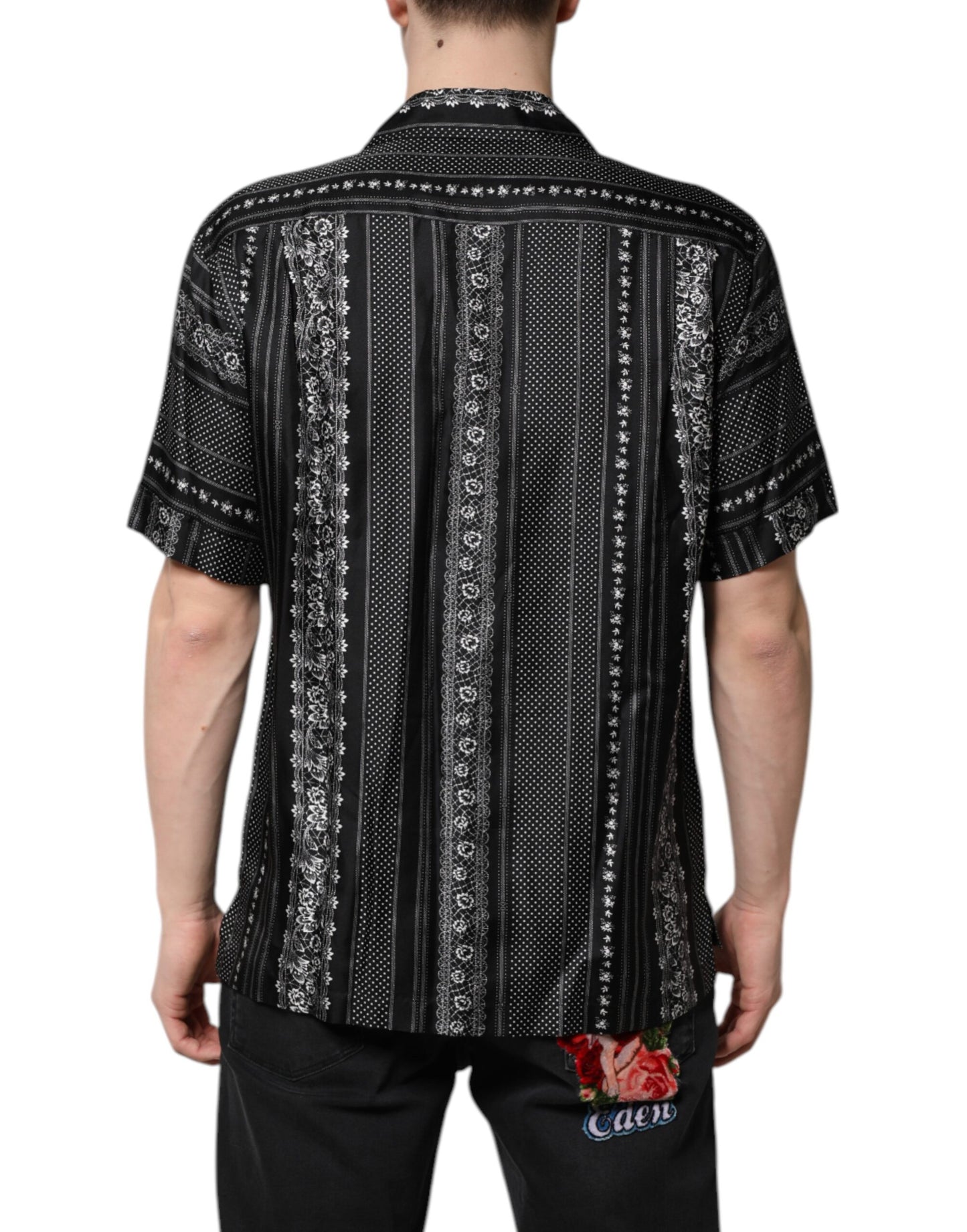 Dolce & Gabbana Black Silk Floral Print Short Sleeves Shirt Dolce & Gabbana