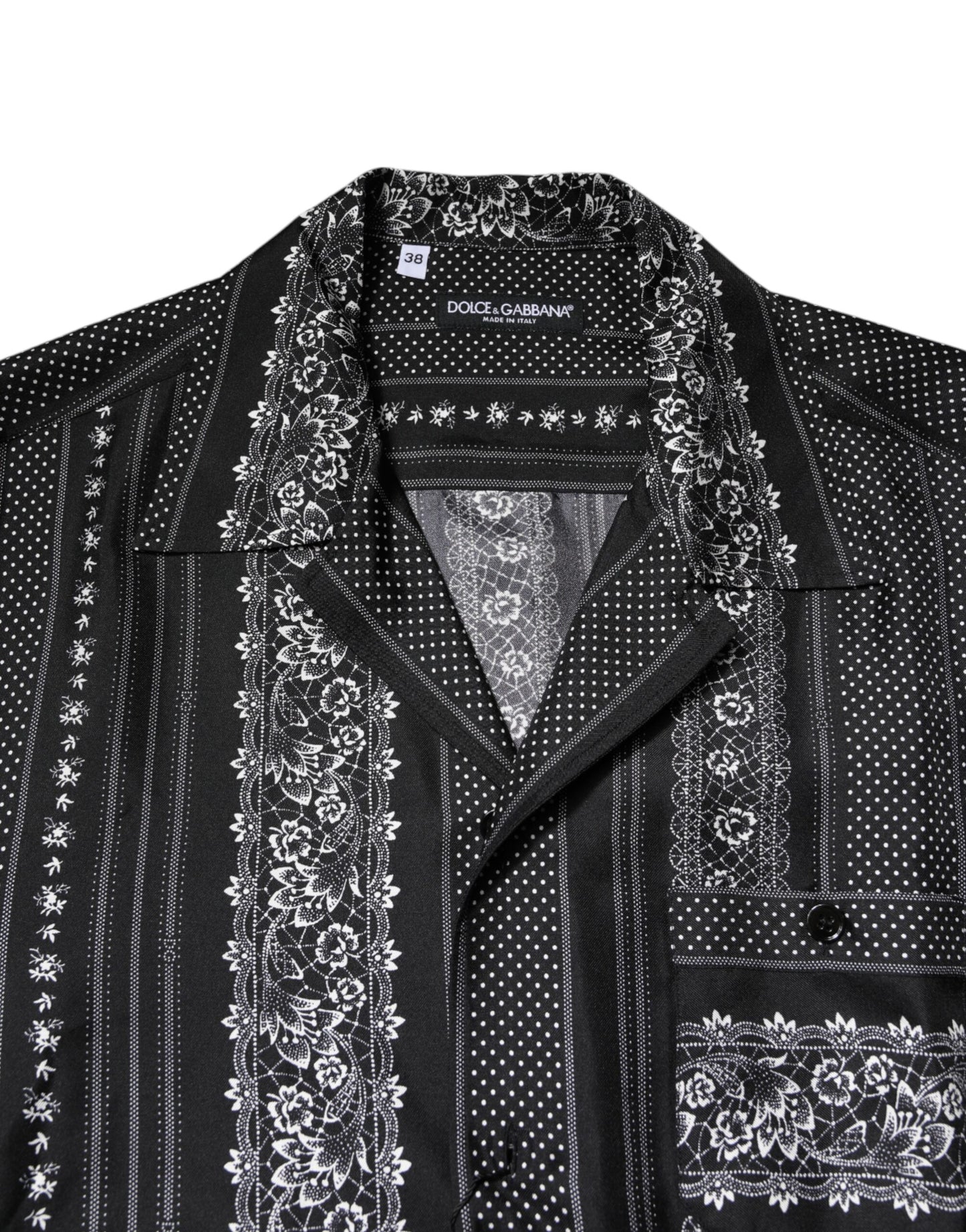Dolce & Gabbana Black Silk Floral Print Short Sleeves Shirt Dolce & Gabbana