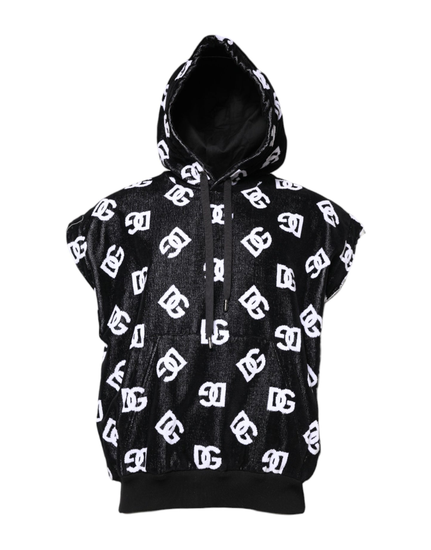 Dolce & Gabbana Black DG Cotton Hooded Sleeveless Sweater Dolce & Gabbana