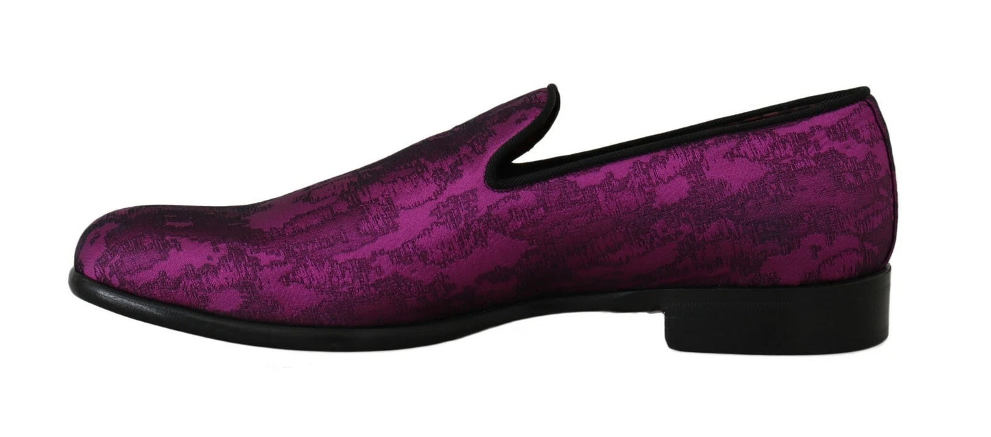 Dolce & Gabbana Purple Jacquard Loafers Dress Formal Shoes Dolce & Gabbana