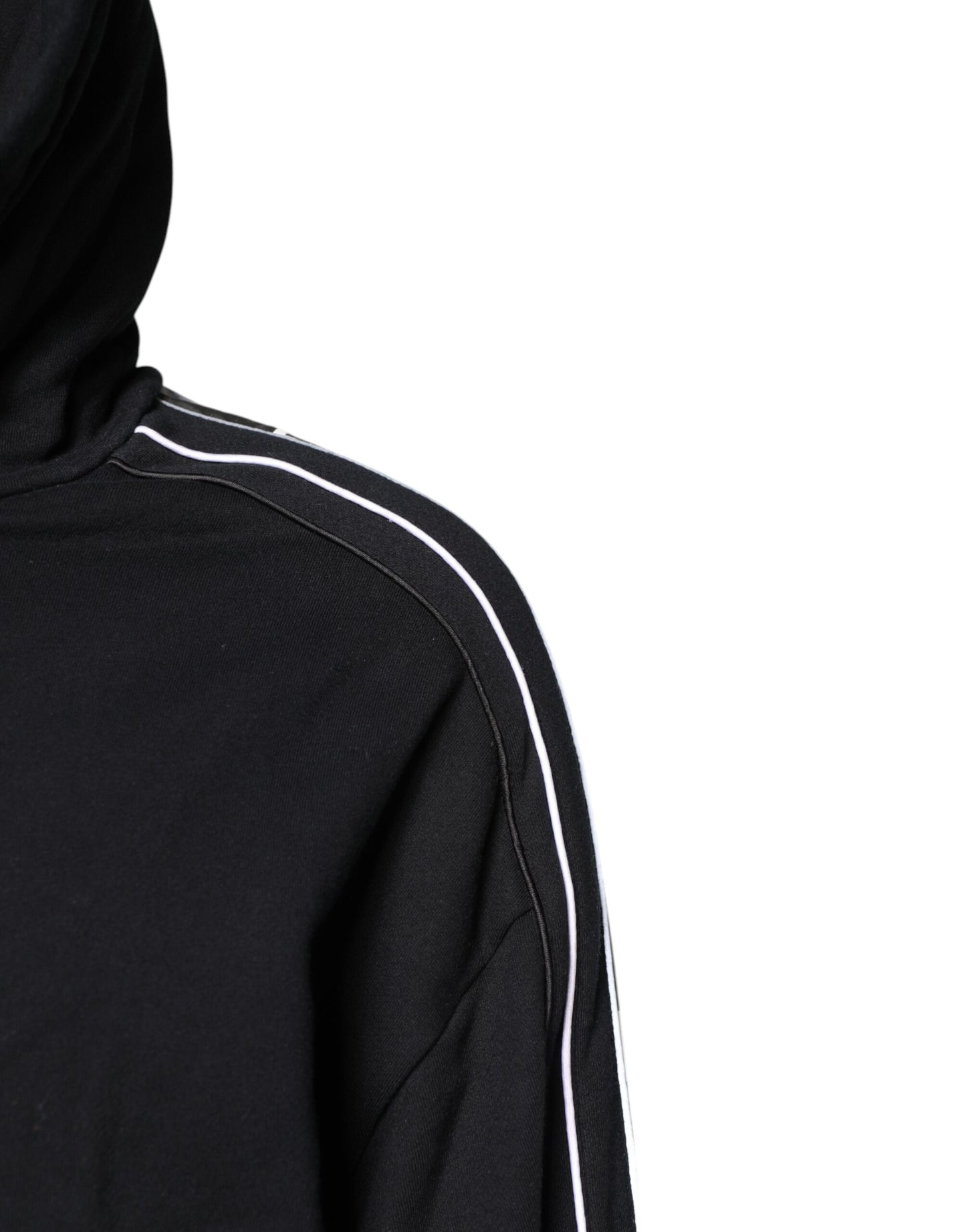 Dolce & Gabbana Black Cotton Logo Hooded Sweatshirt Sweater Dolce & Gabbana