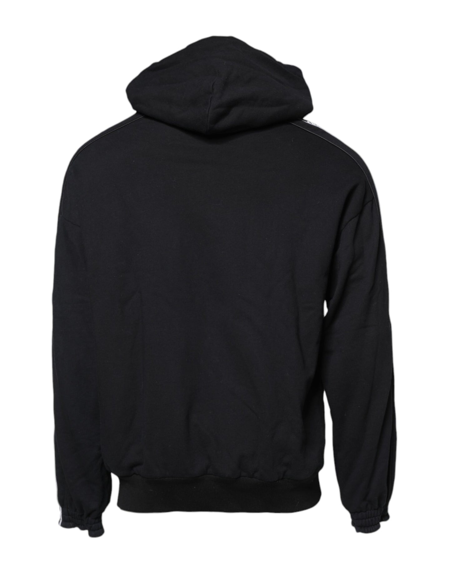 Dolce & Gabbana Black Cotton Logo Hooded Sweatshirt Sweater Dolce & Gabbana