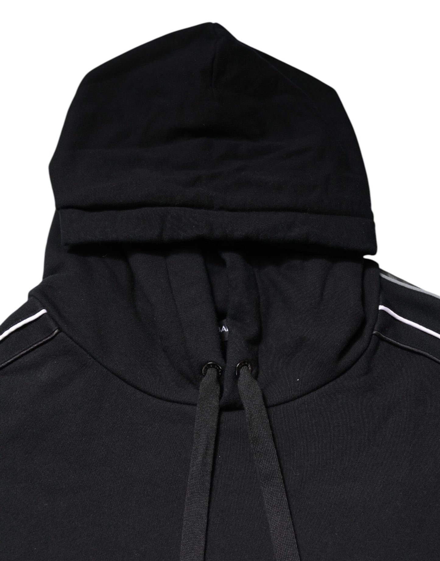 Dolce & Gabbana Black Cotton Logo Hooded Sweatshirt Sweater Dolce & Gabbana