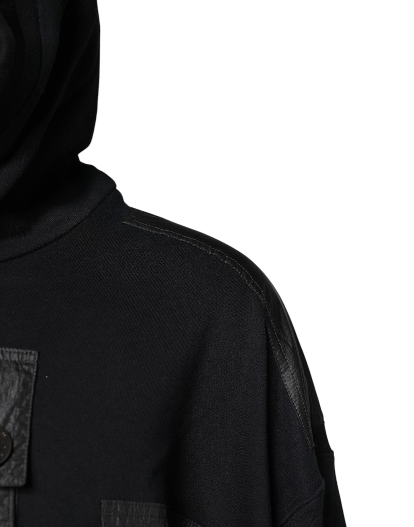 Dolce & Gabbana Black Cotton Hooded Sweatshirt Sweater Dolce & Gabbana