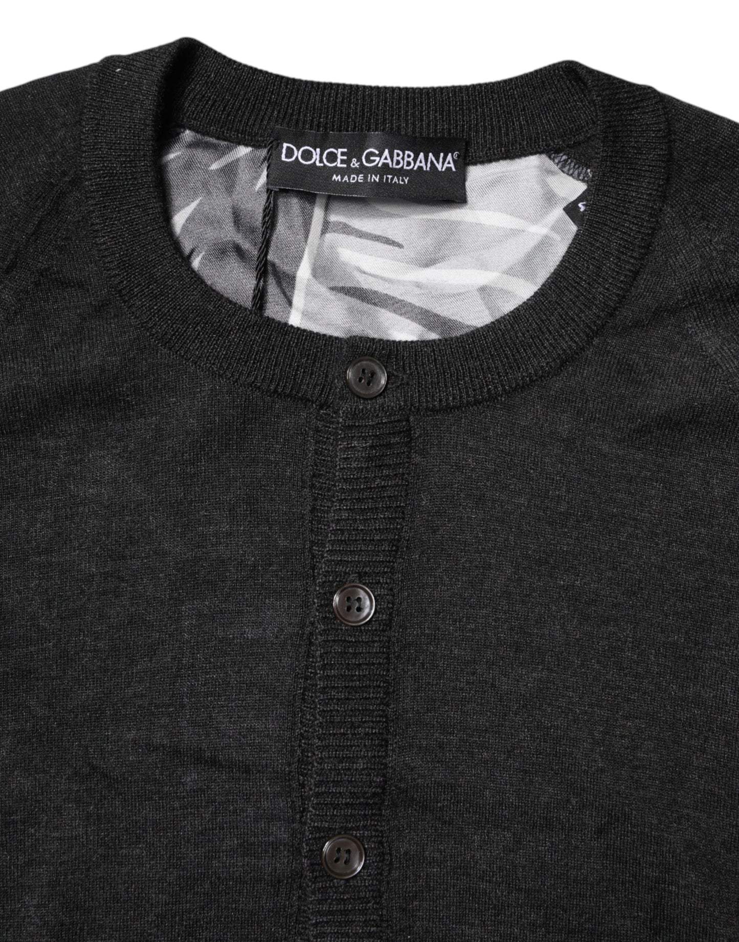 Dolce & Gabbana Black Printed Knitted Men Pullover Sweater Dolce & Gabbana