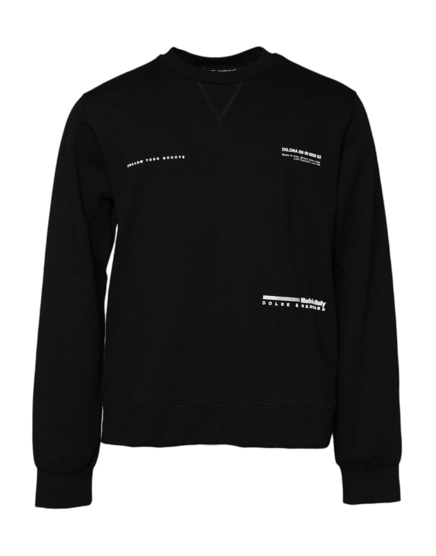 Dolce & Gabbana Black Cotton Logo Knitted Pullover Sweater Dolce & Gabbana