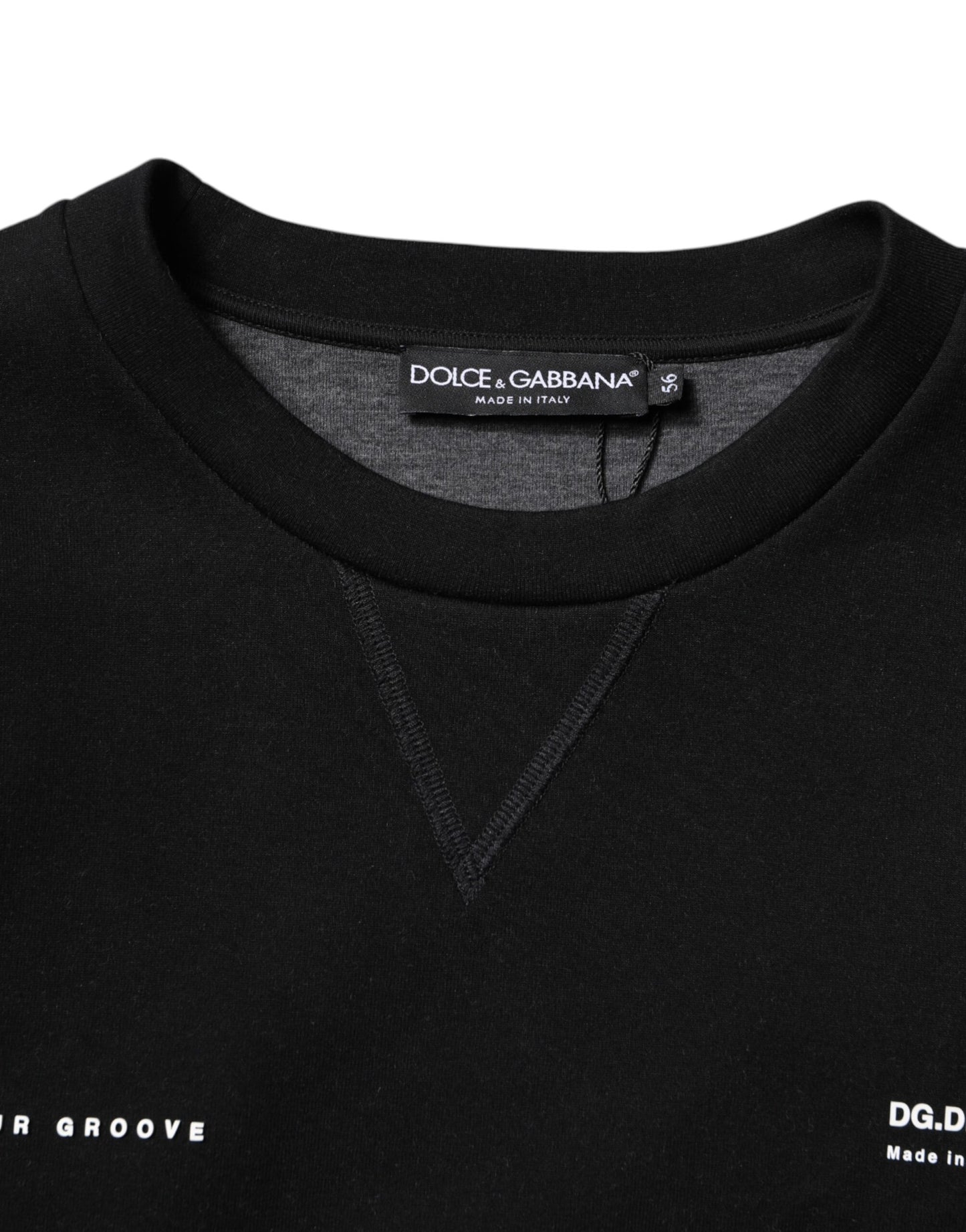 Dolce & Gabbana Black Cotton Logo Knitted Pullover Sweater Dolce & Gabbana